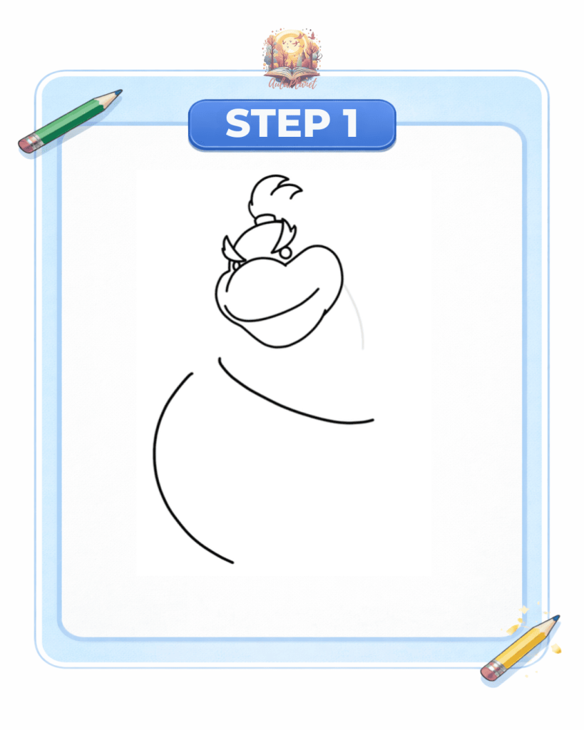 bowser jr koopa mobile étape 1 tête croquis