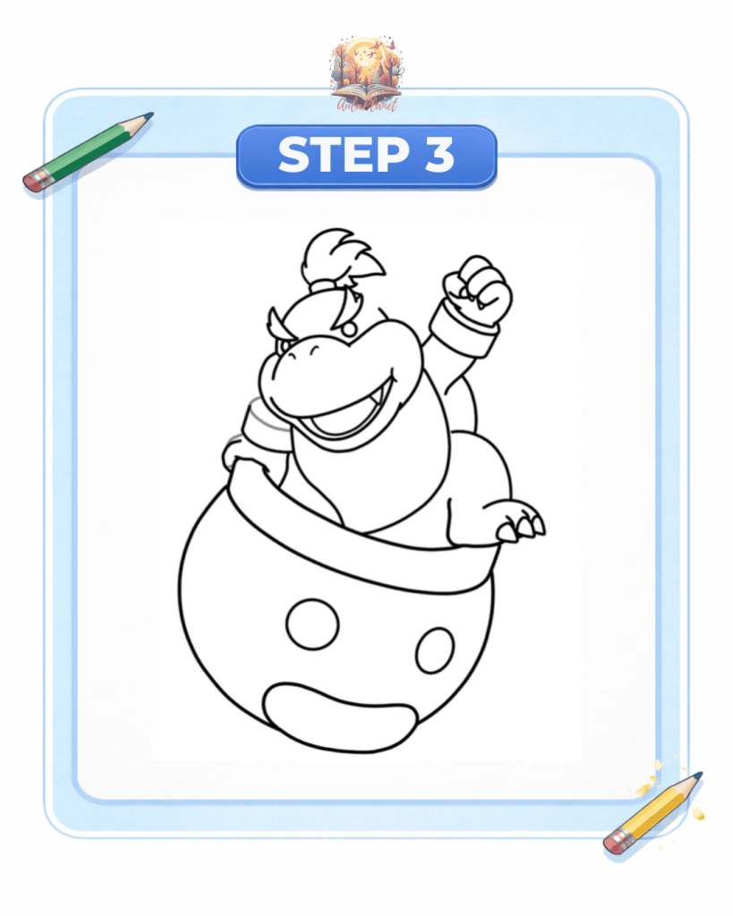 dessin bowser jr étape 3 bras posture