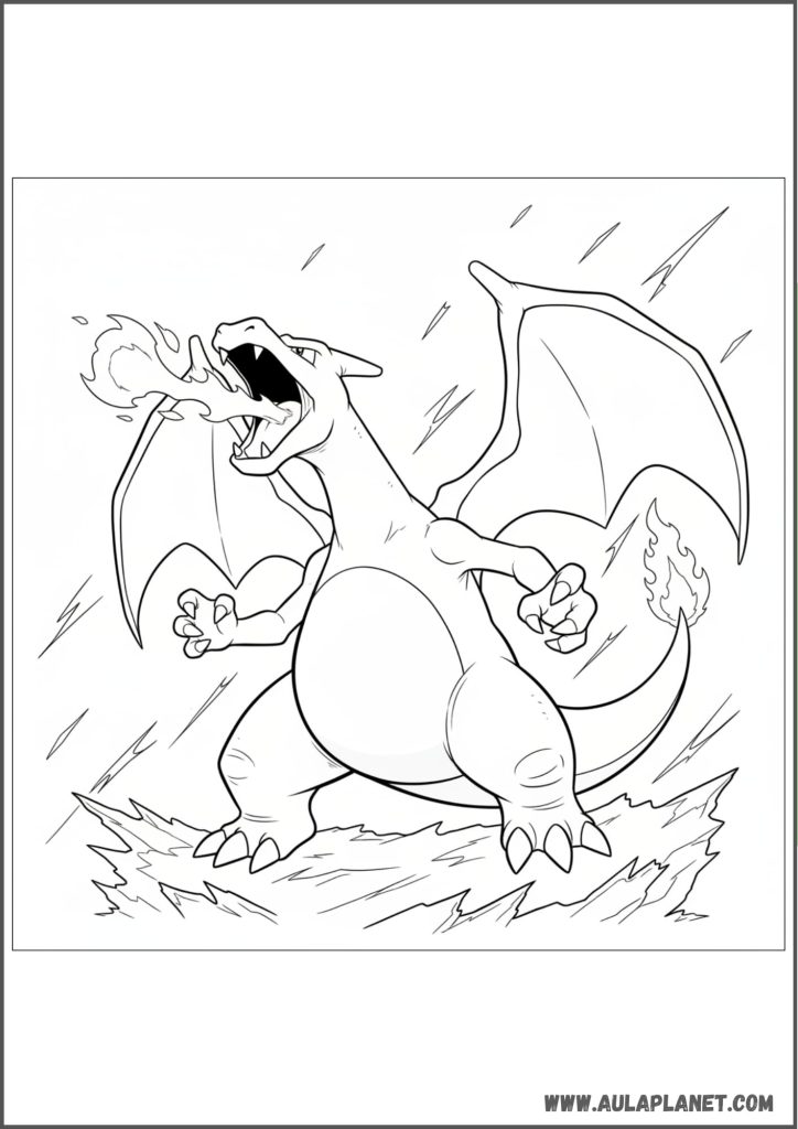 charizard combate para colorear pokemon dibujo accion dragon imprimir