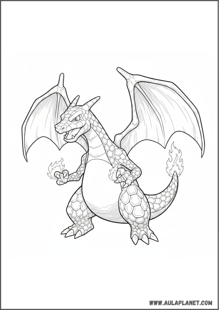 charizard detallado para colorear pokemon dibujo complejo alas dragon imprimir