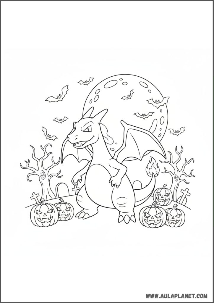 charizard halloween para colorear pokemon calabazas murcielagos dibujo imprimir