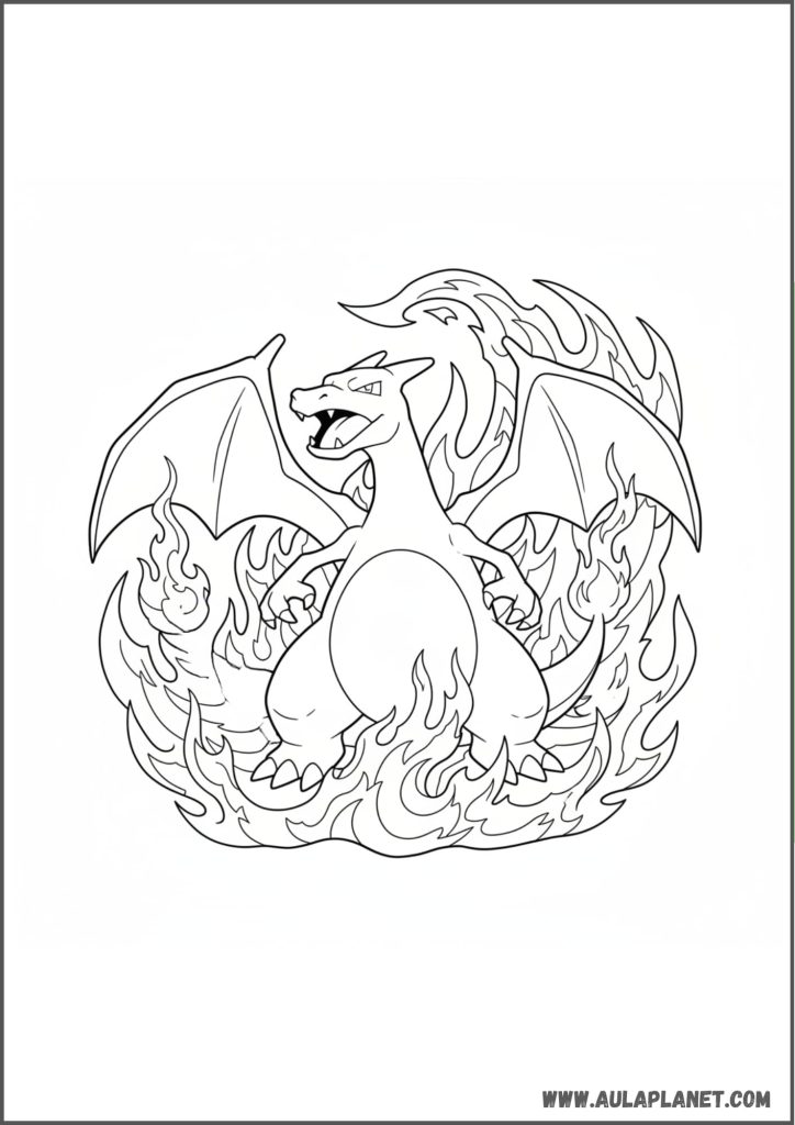 charizard llamas para colorear pokemon fuego dragon dibujo imprimir