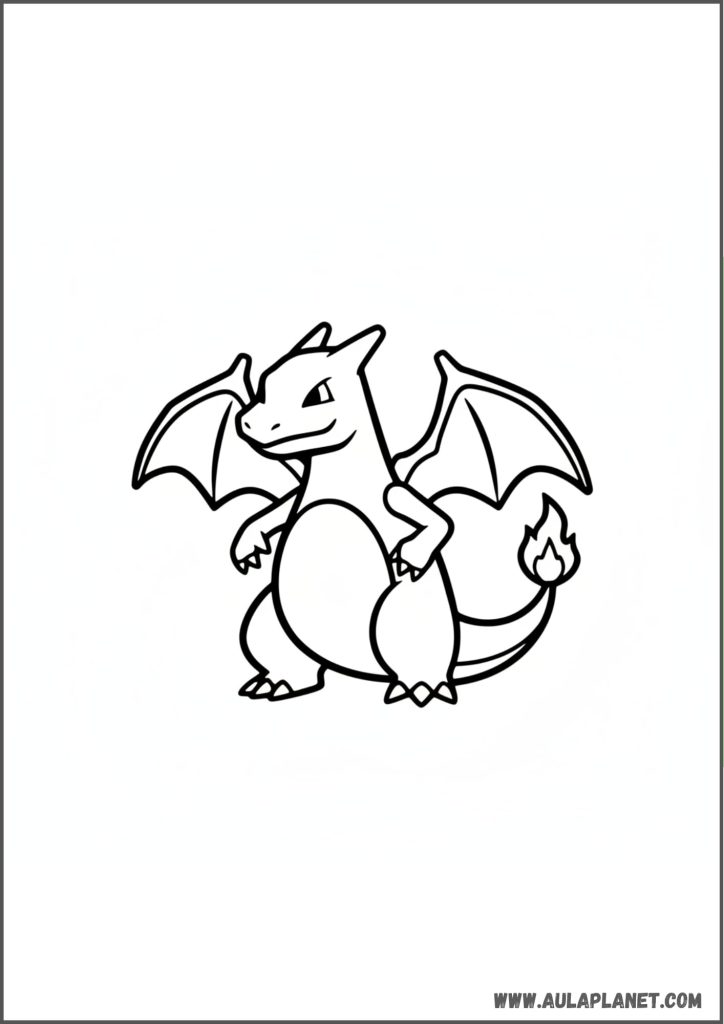 charizard minimalista para colorear pokemon dibujo facil lineas simples imprimir