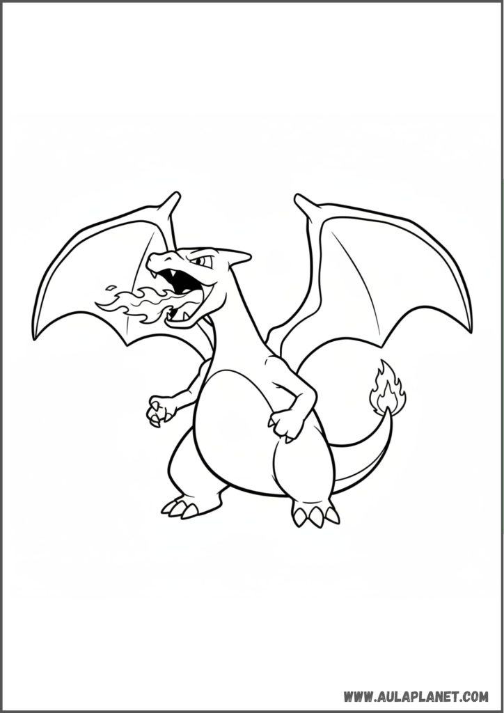 charizard para colorear clasico alas abiertas pokemon dibujo facil imprimir