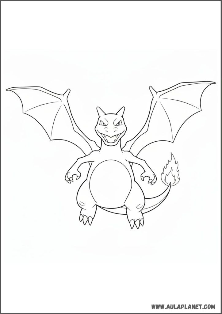 charizard perspectiva volando para colorear pokemon dibujo dinamico imprimir