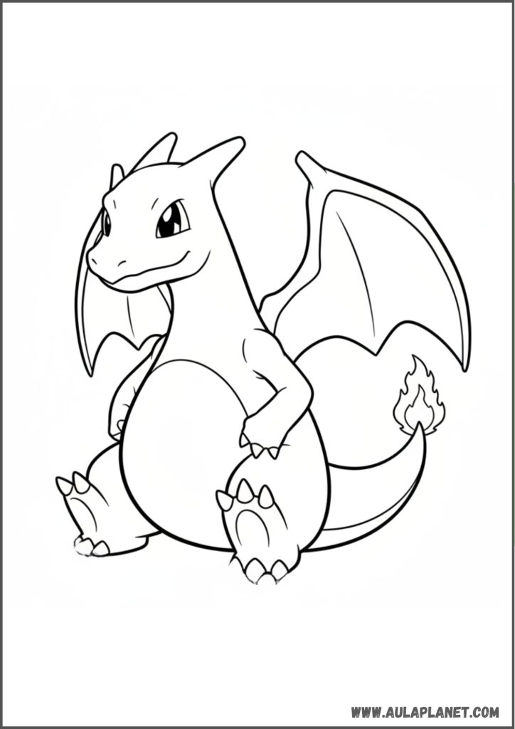 charizard sentado para colorear pokemon dibujo facil imprimir tranquilo