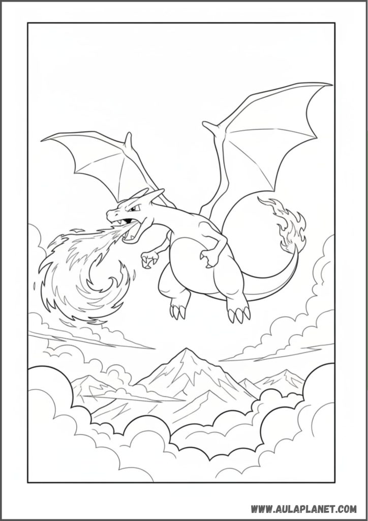 charizard volando para colorear pokemon dibujo imprimir facil alas abiertas
