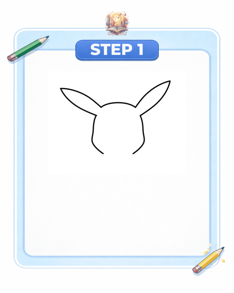 comment dessiner pikachu étape 1 tête oreilles pokemon