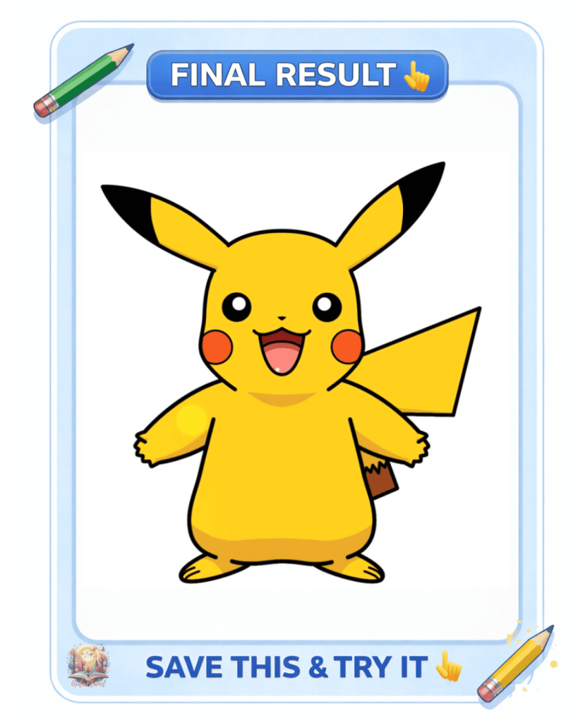 dessin de pikachu terminé et colorié pokemon