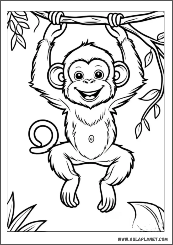 happy orangutan coloring page