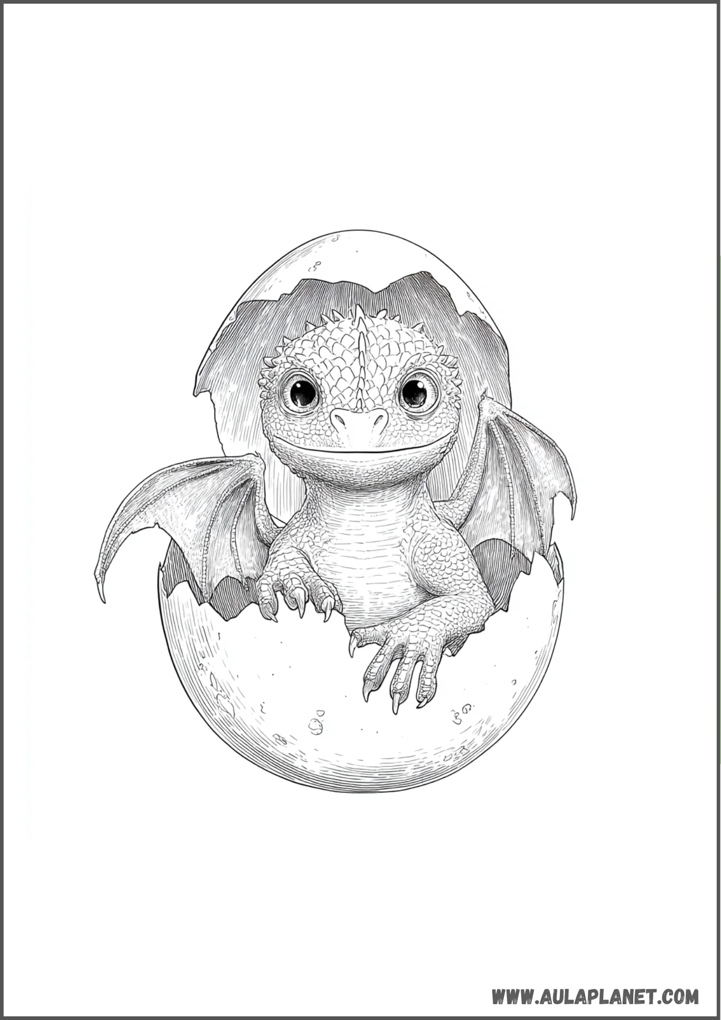 Bébé dragon dans un œuf à colorier