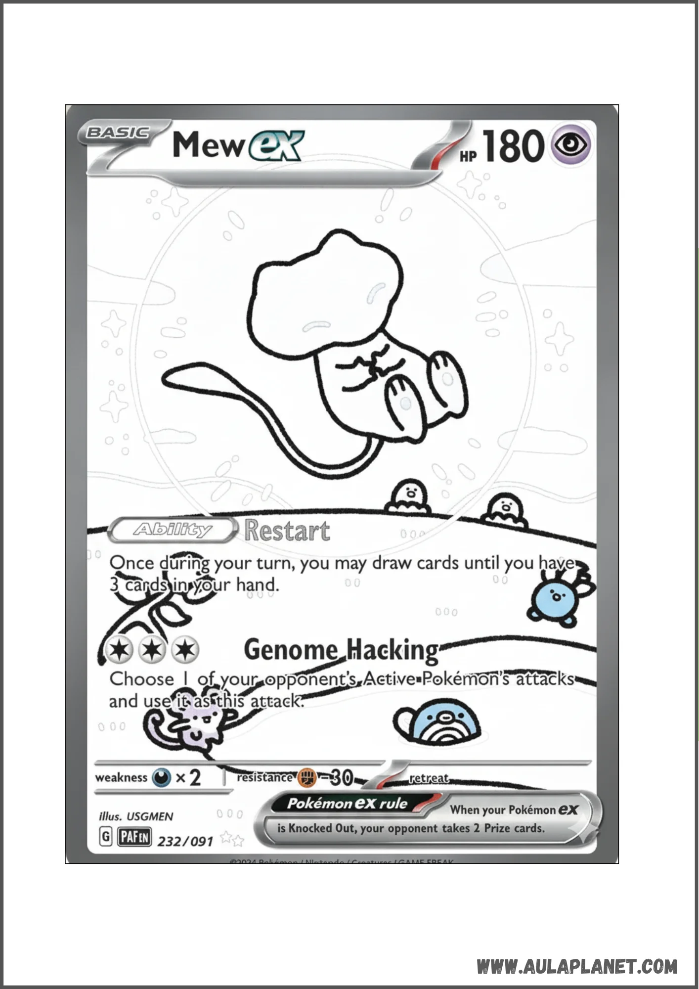 Dibujo de la carta Pokémon Mew ex para colorear