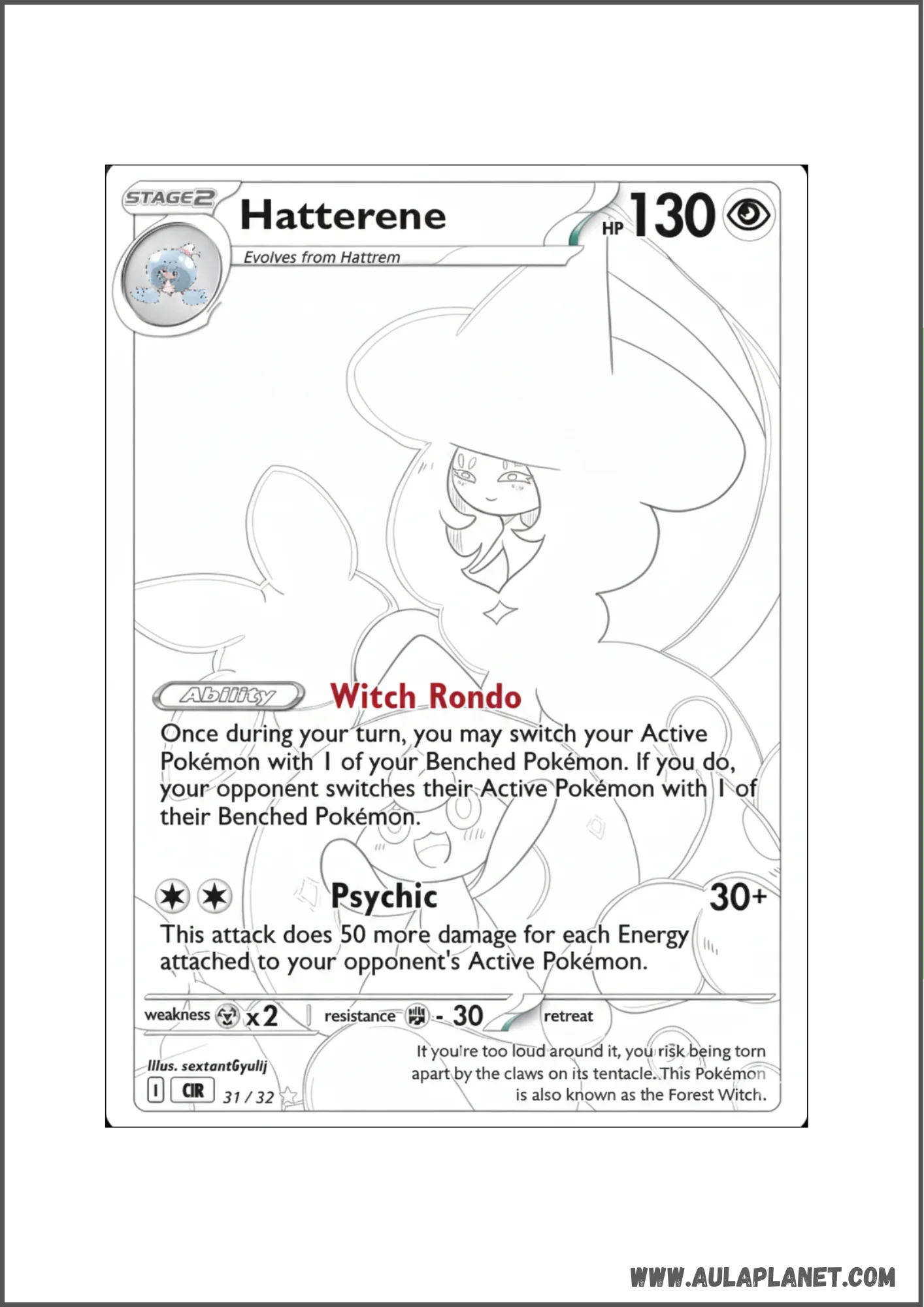 Carta Pokémon de Hatterene para colorear