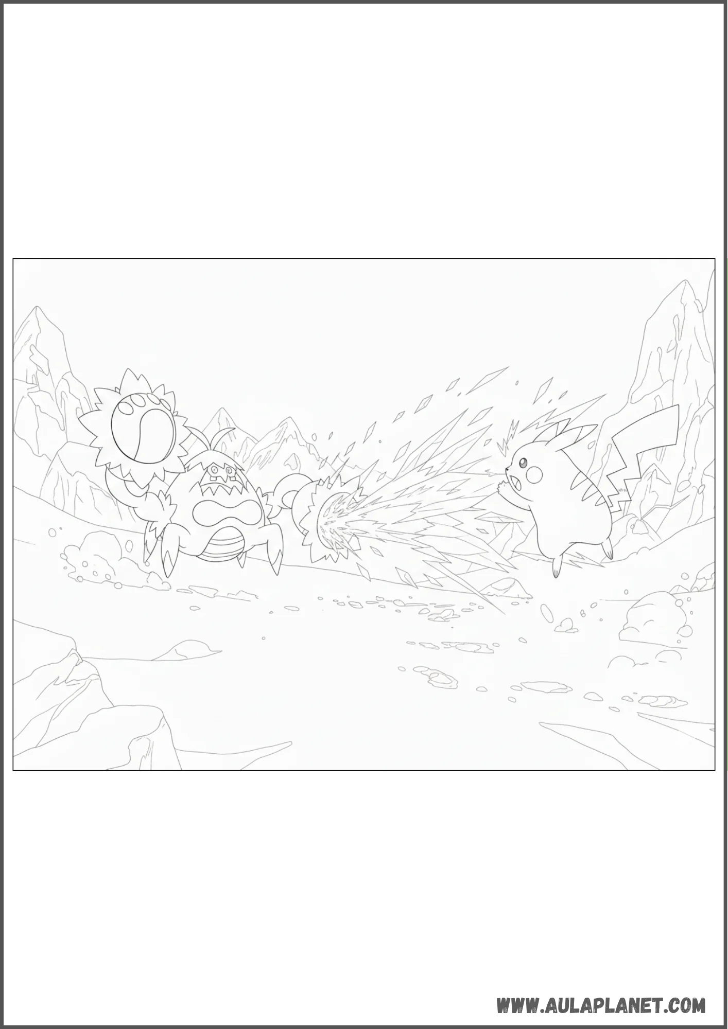 Crabominable luchando contra Pikachu para colorear