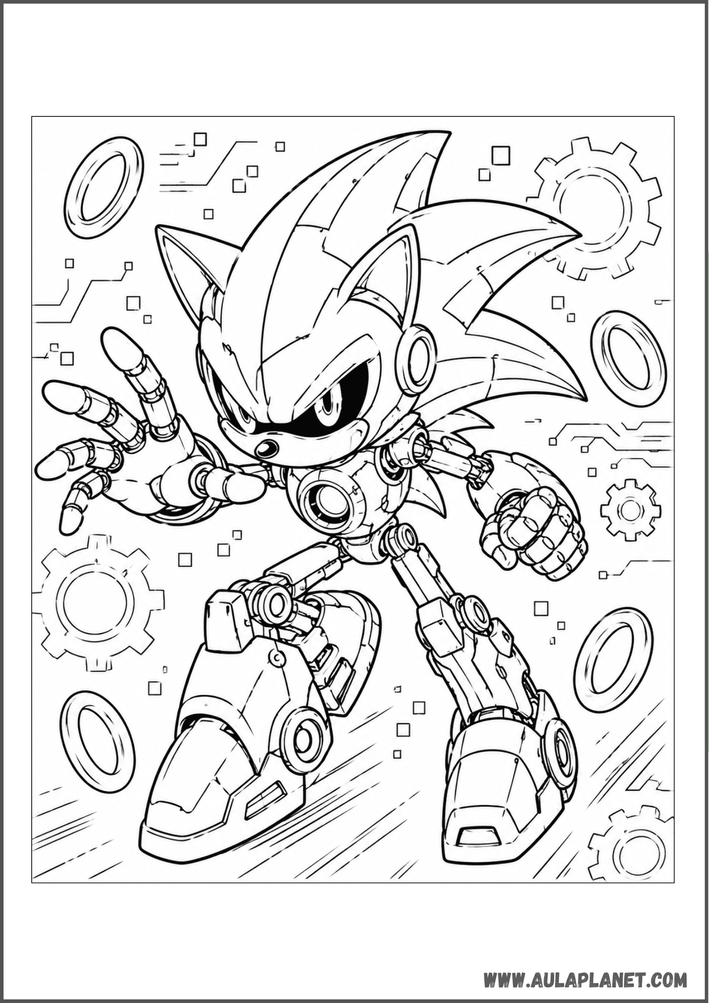 Cyber Sonic Coloring Page