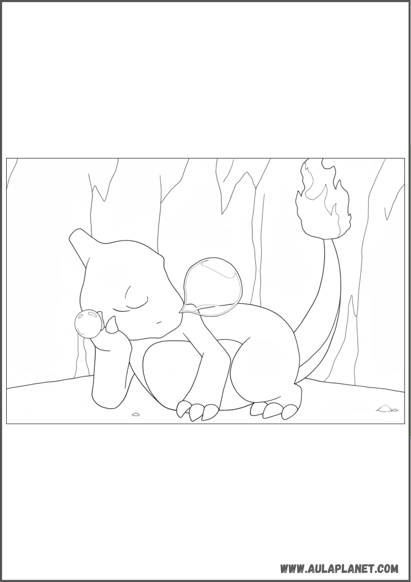 Dibujo de Charmeleon descansando en el bosque para colorear