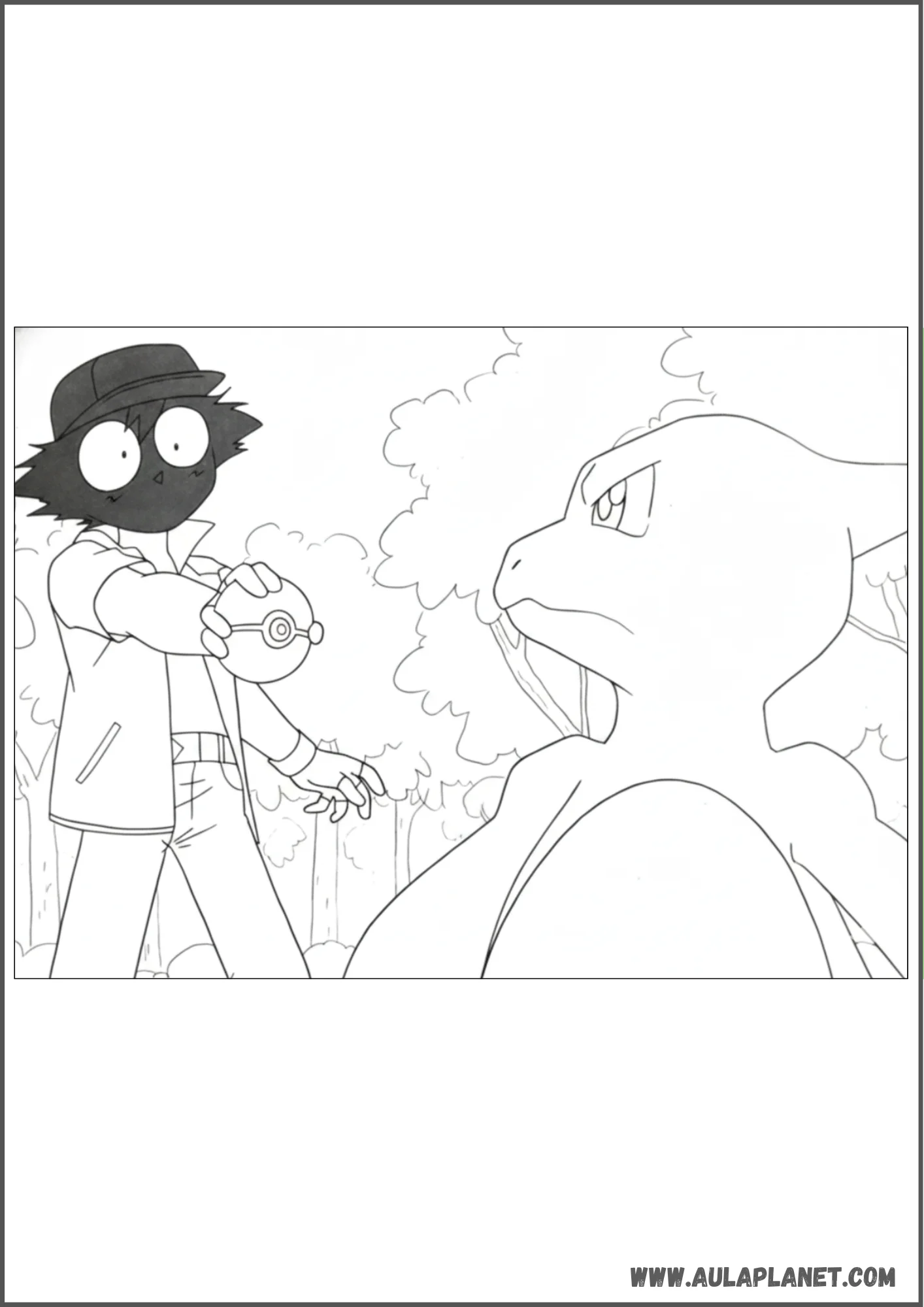 Dibujo de Charmeleon mirando a Ash para colorear