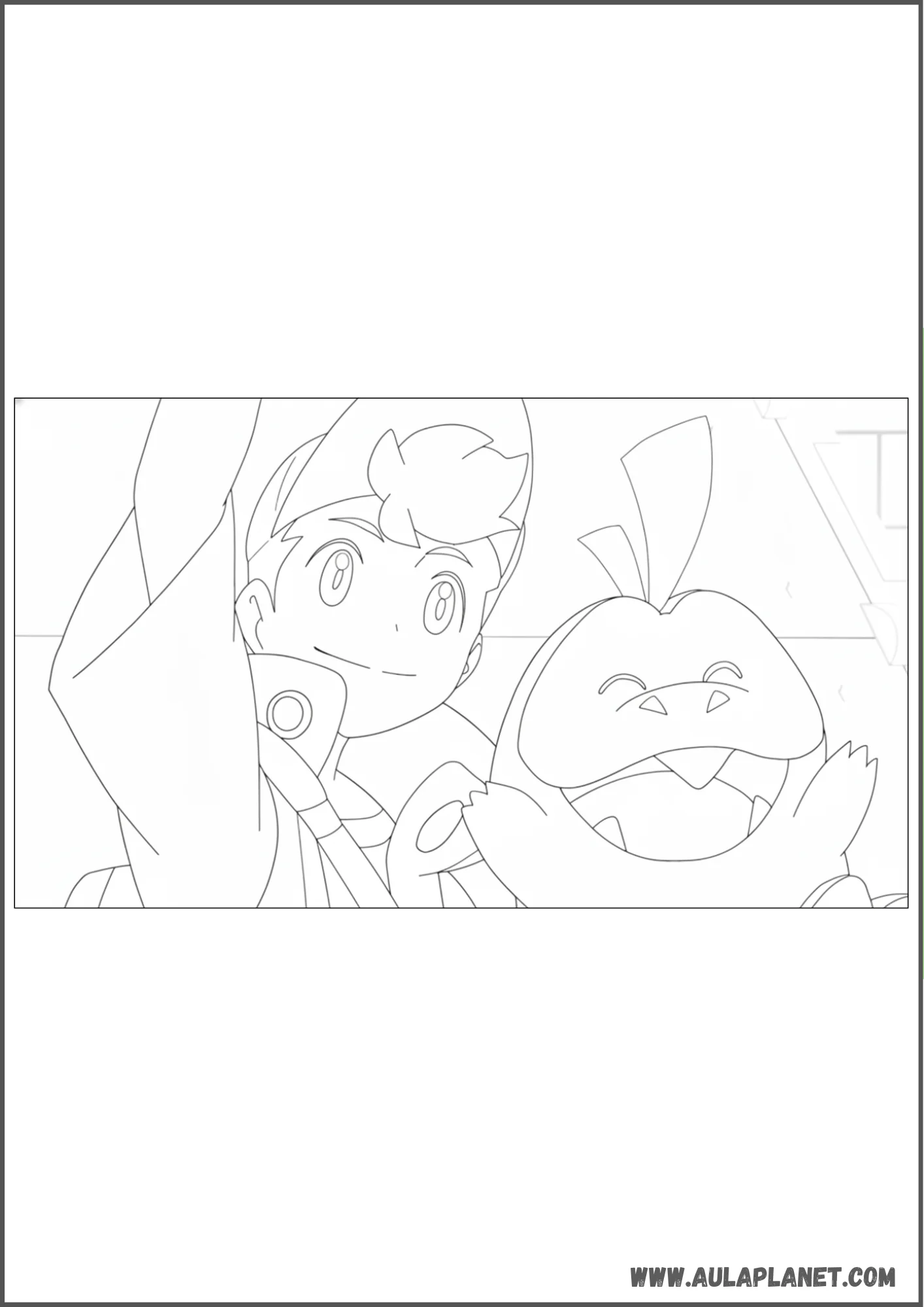 Dibujo de Fuecoco y Rod acompañándose para colorear