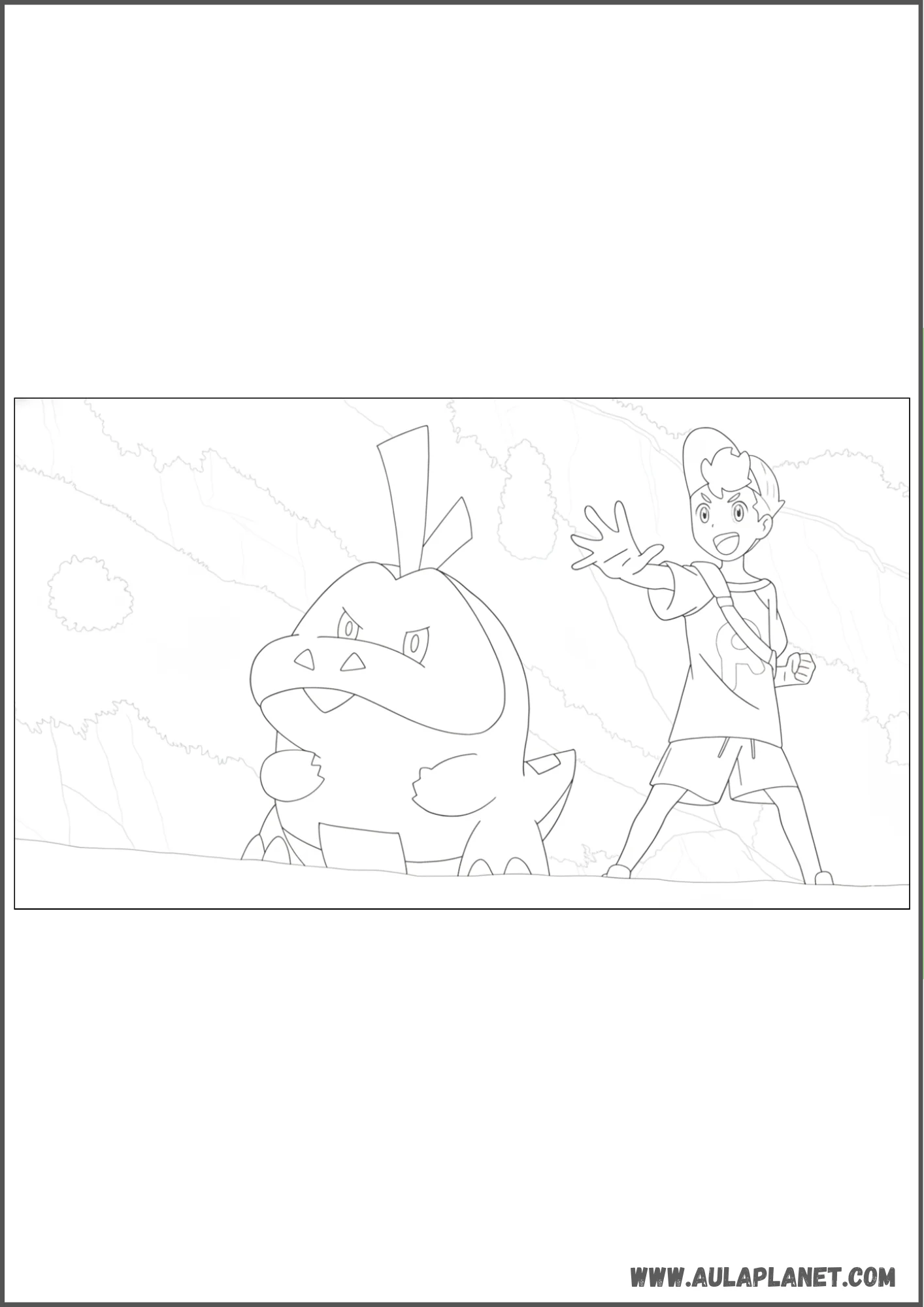 Dibujo de Fuecoco y Rod listos para la aventura para colorear