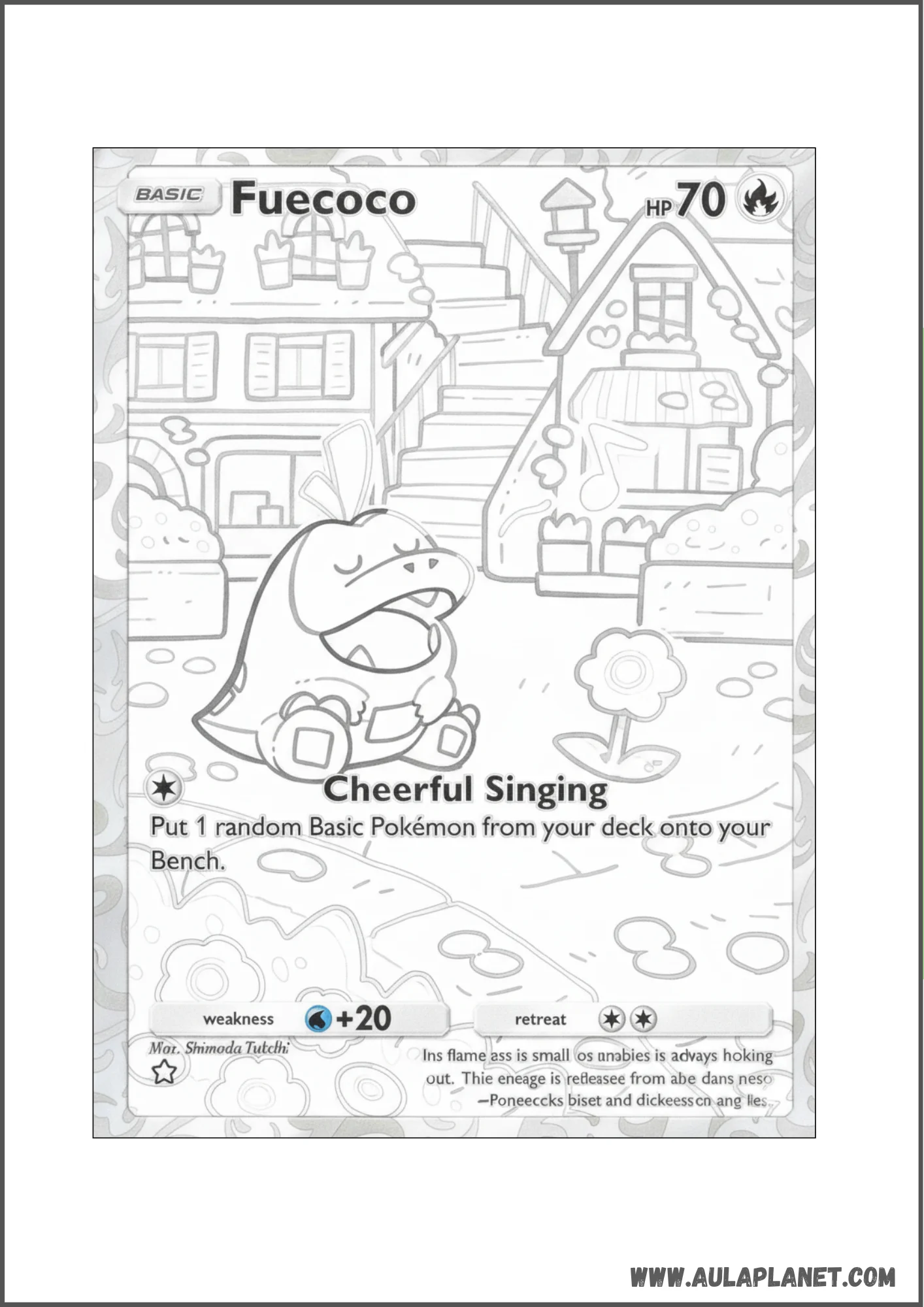Dibujo de la carta Pokémon de Fuecoco para colorear