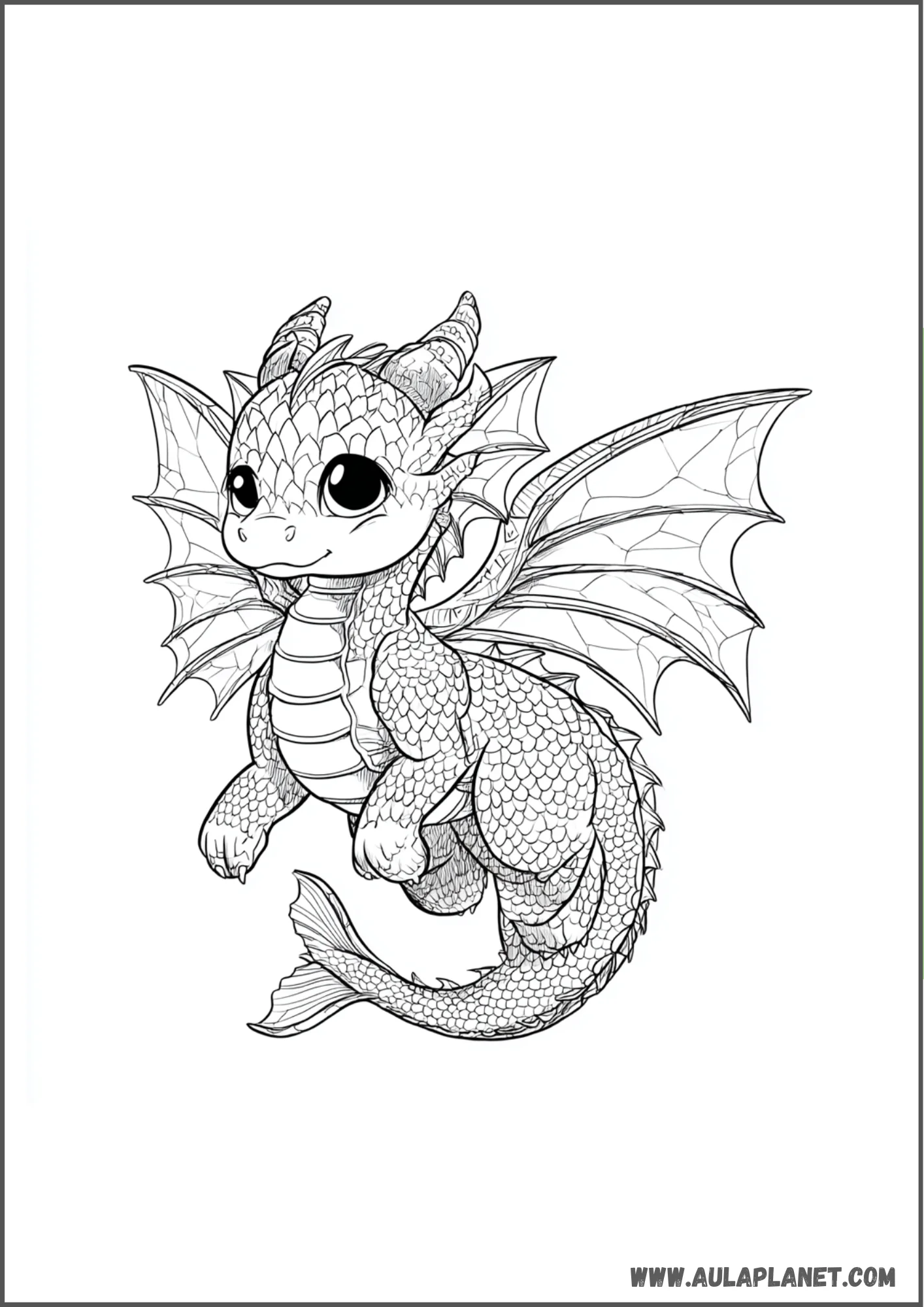 Dragon ailé à colorier