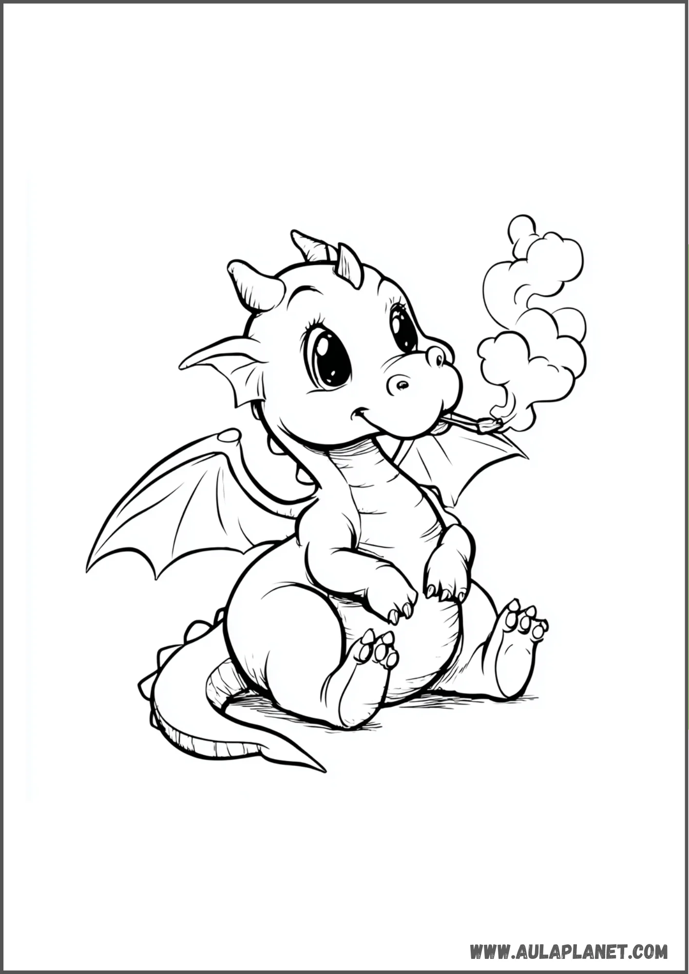 Dragon qui apprend à cracher du feu à colorier