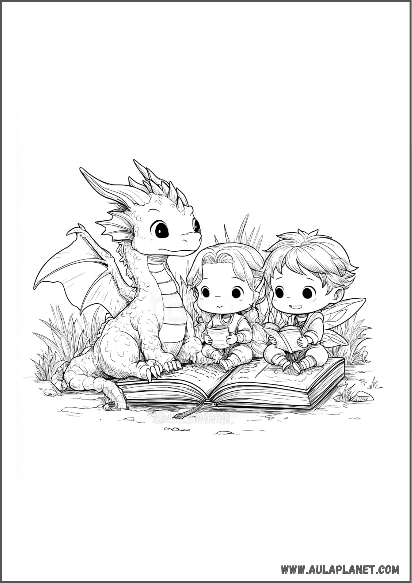 Dragon conteur à colorier