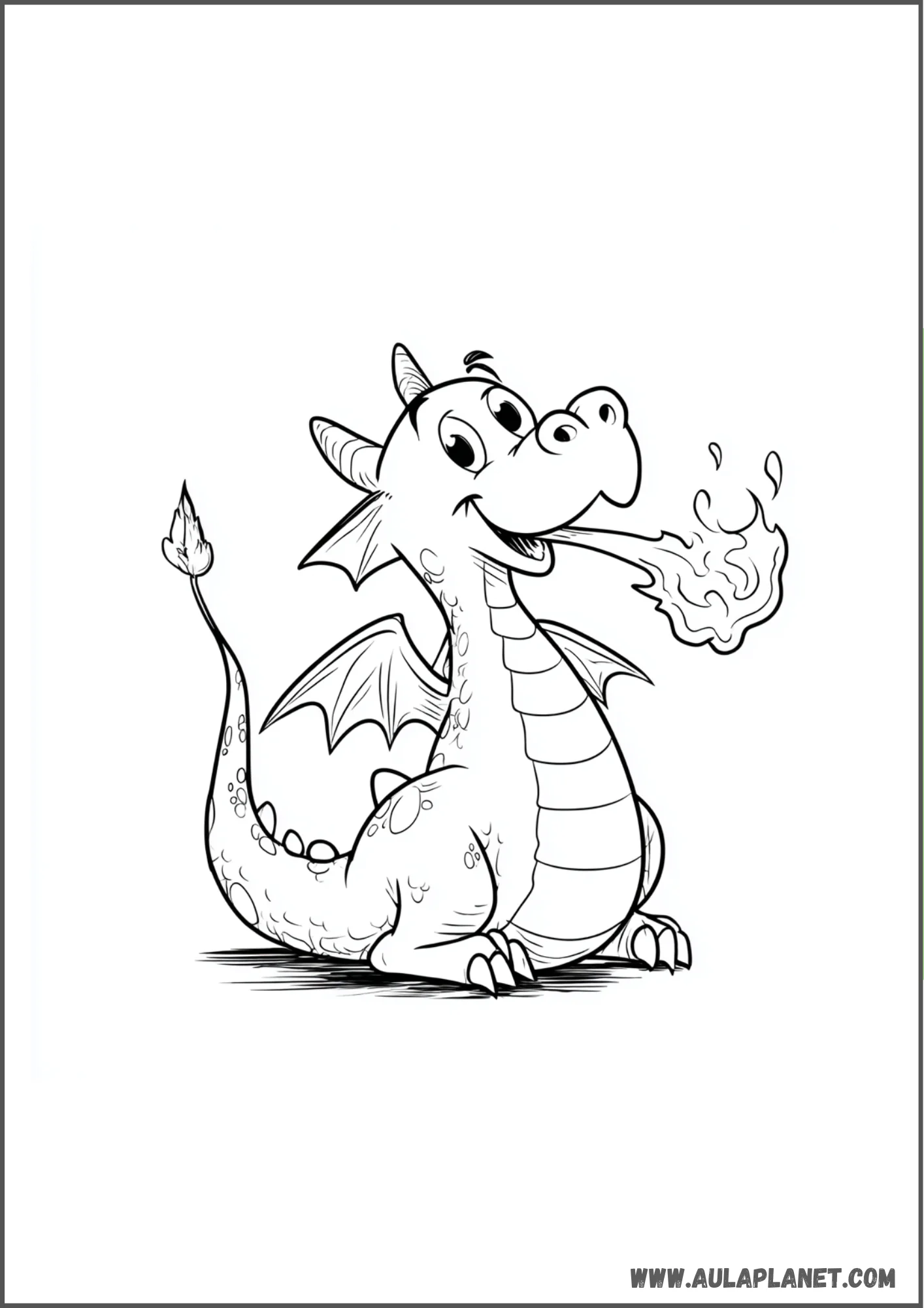 Dragon cracheur de feu à colorier