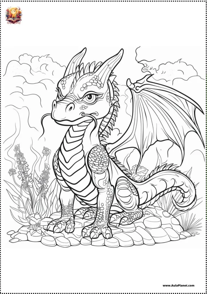 Dragon gardien du jardin à colorier