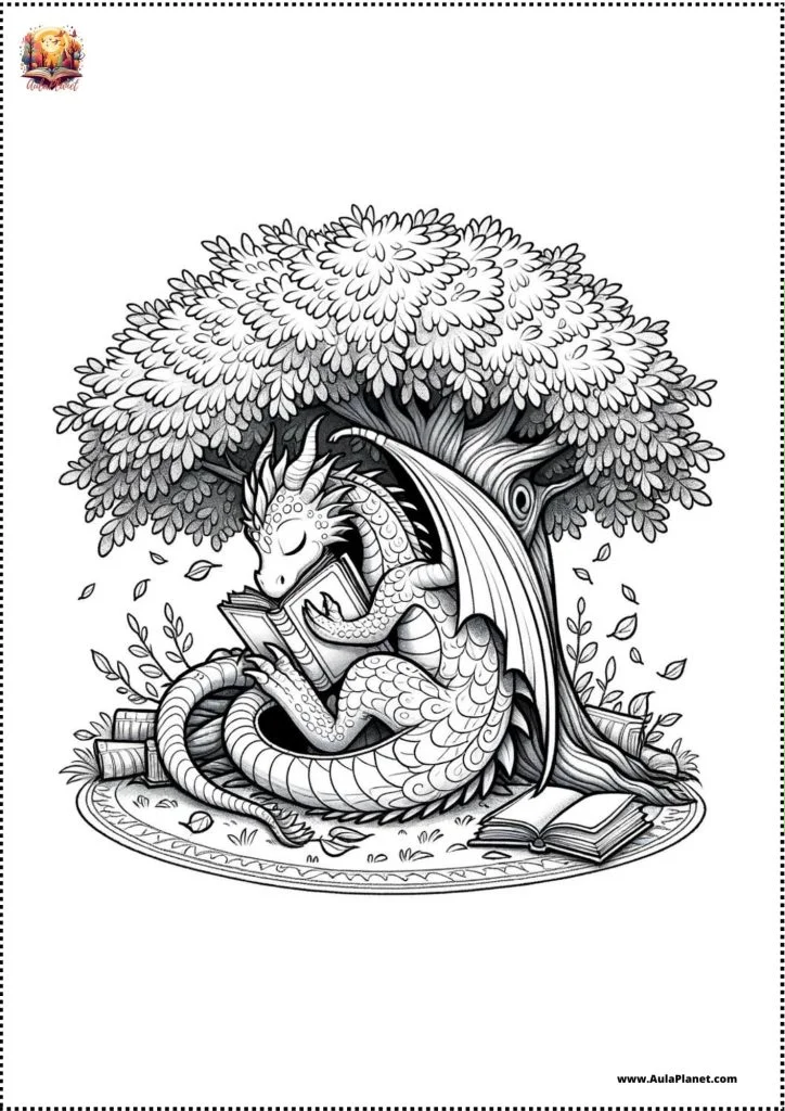 Dragon lecteur à colorier