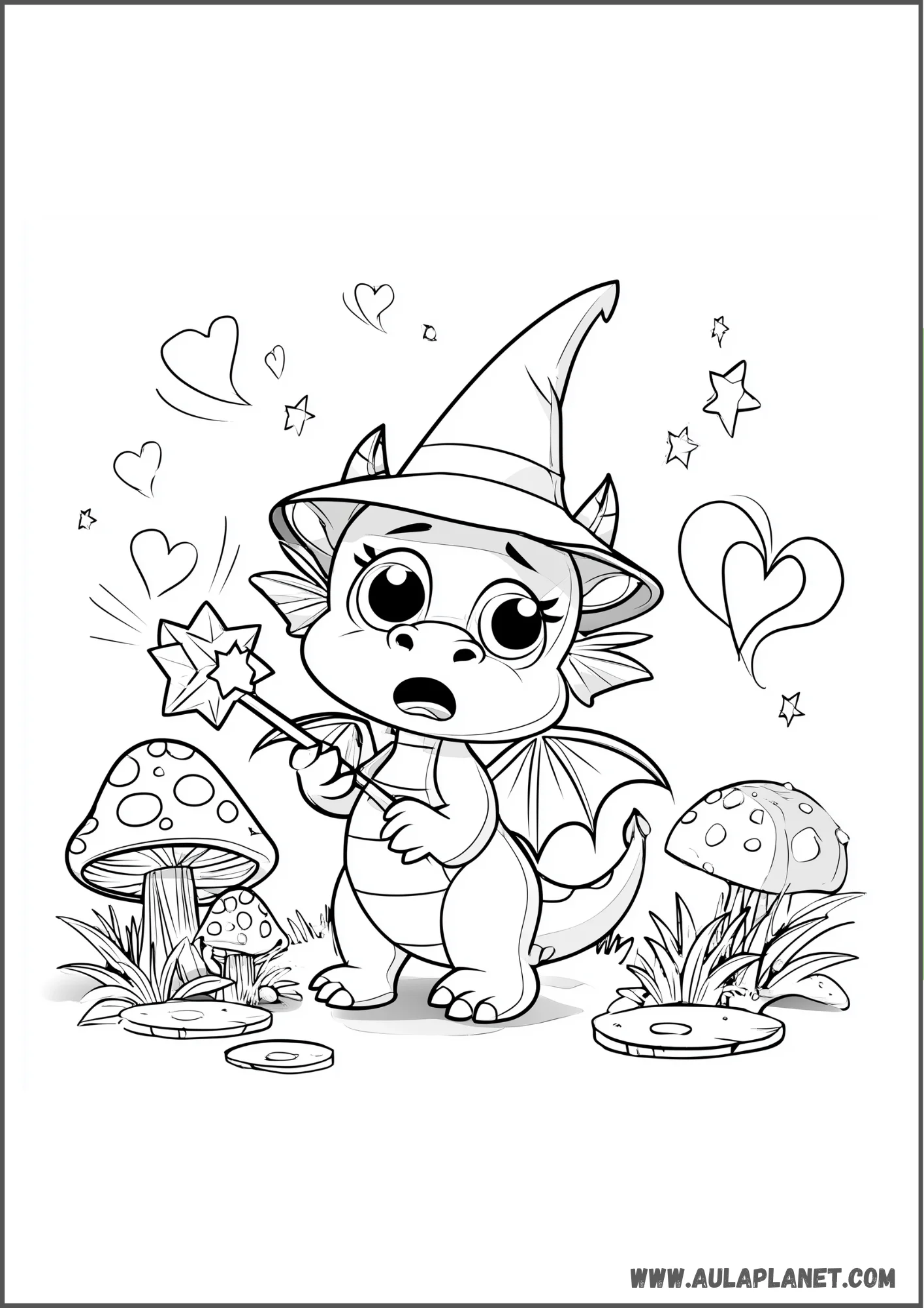 Dragon magicien à colorier
