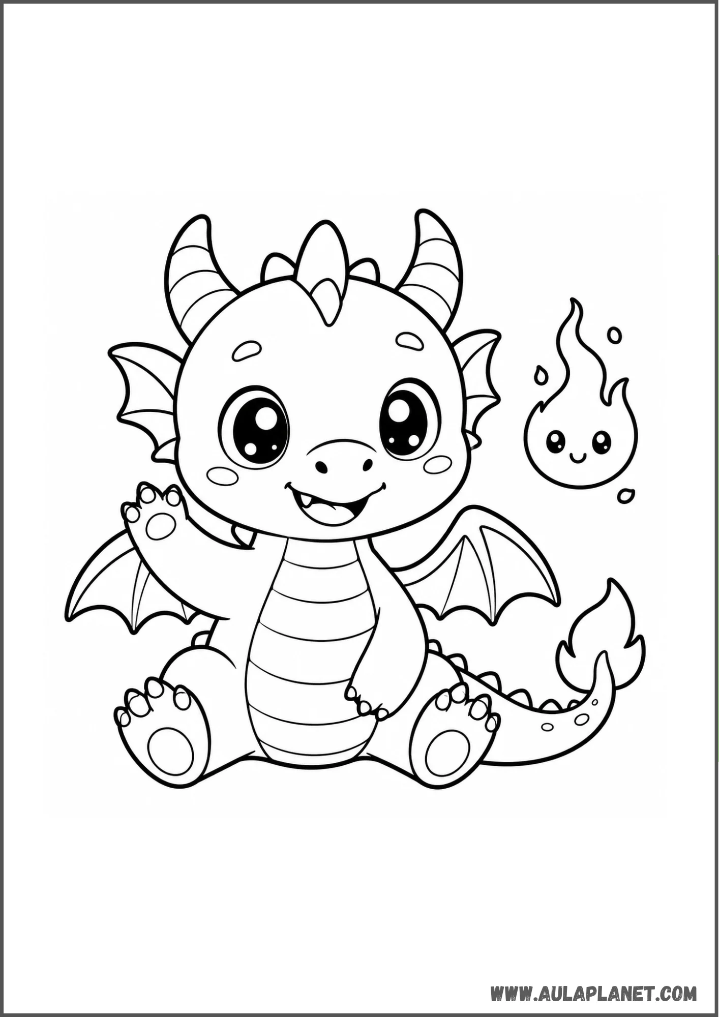 Dragon qui fait coucou à colorier