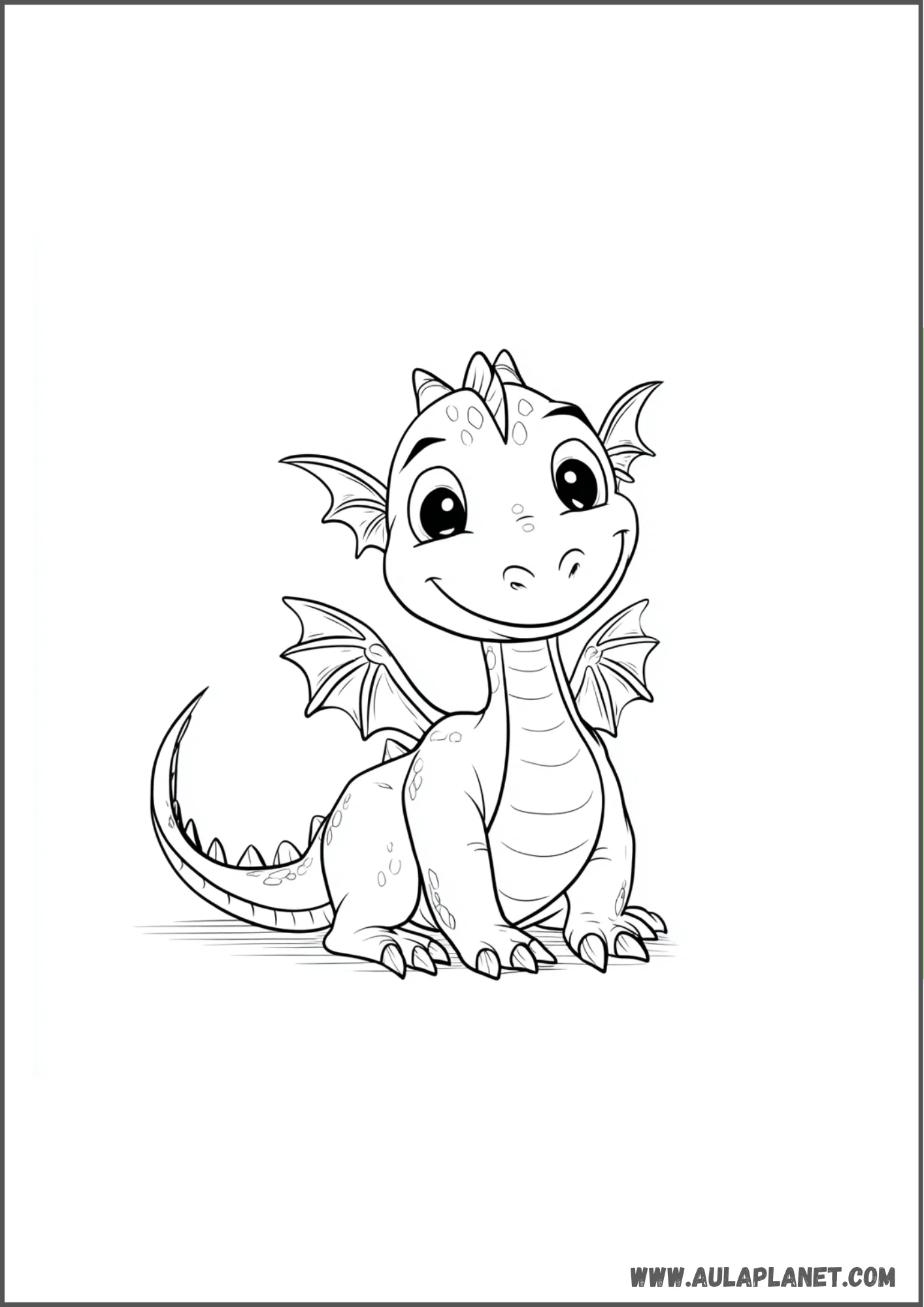 Dragon souriant à colorier
