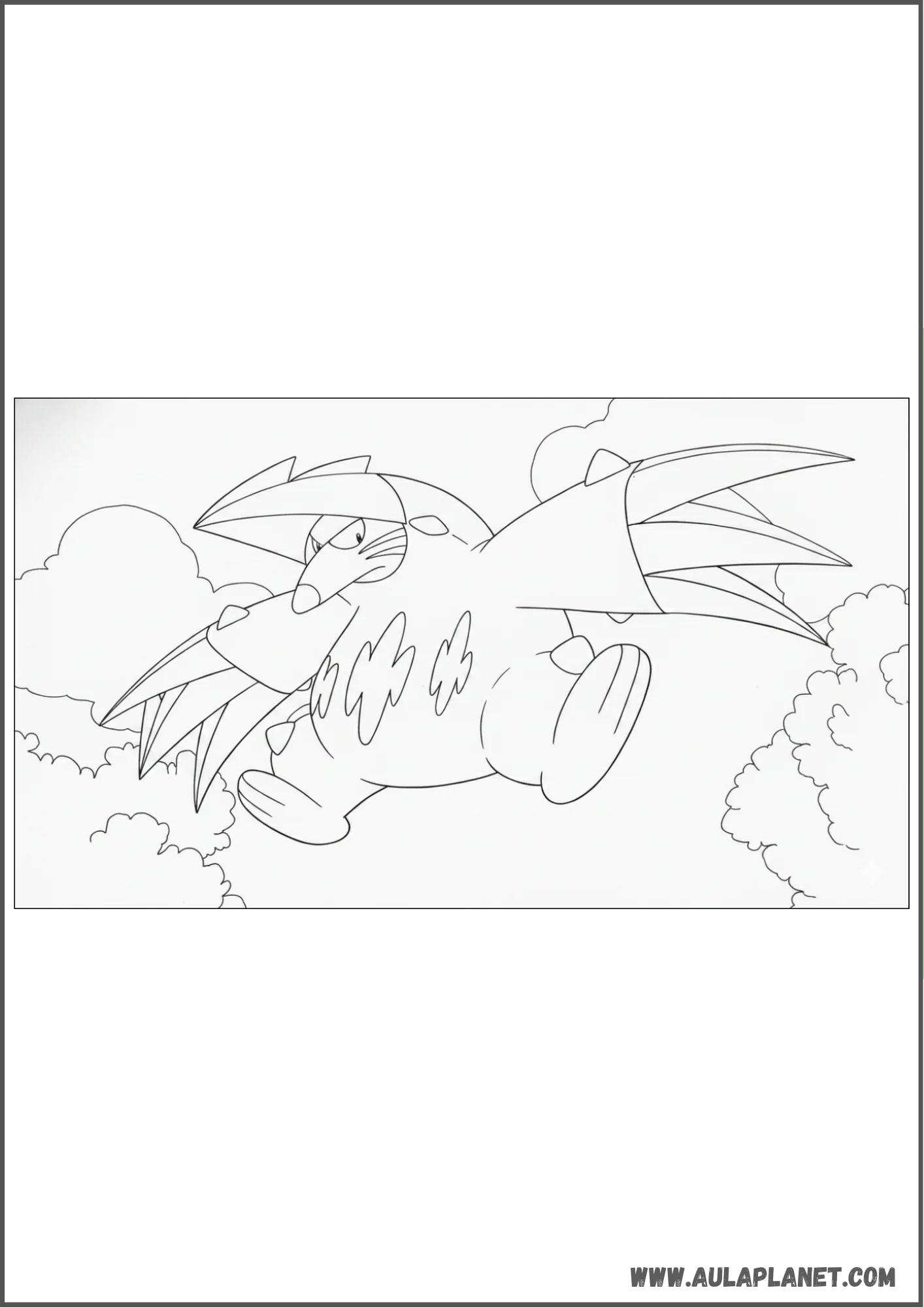 Excadrill con fondo de nubes para colorear