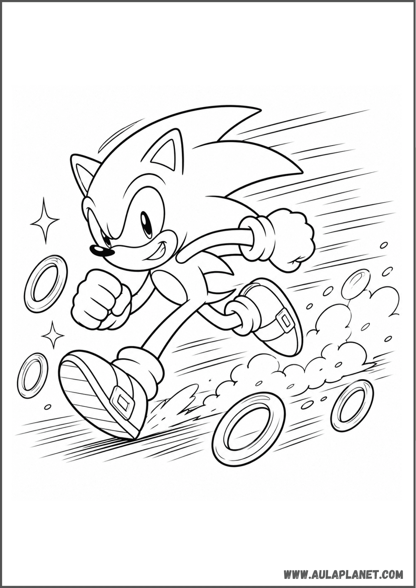 Sonic Running at Top Speed Coloring Page