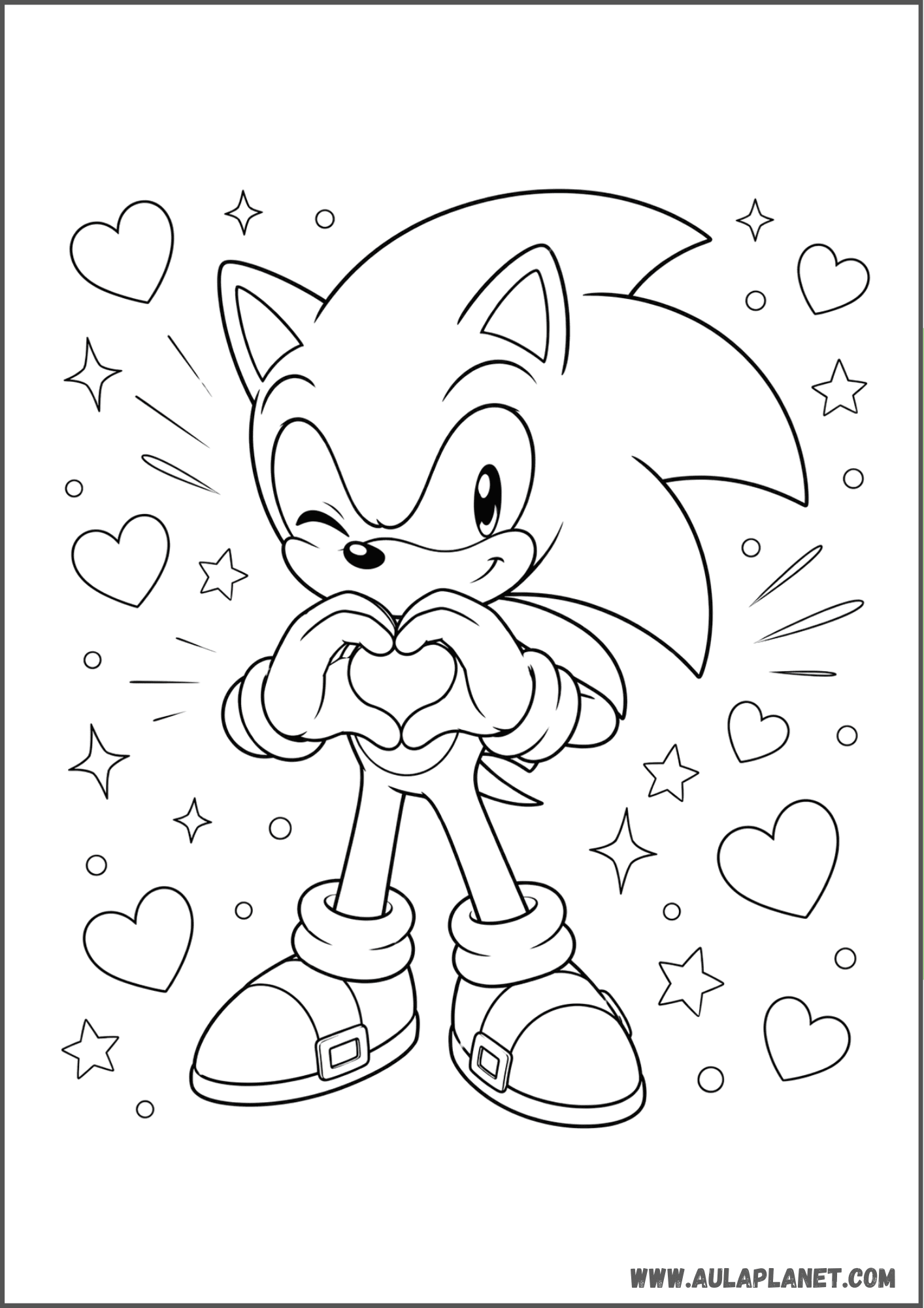 Sonic Making a Heart Coloring Page