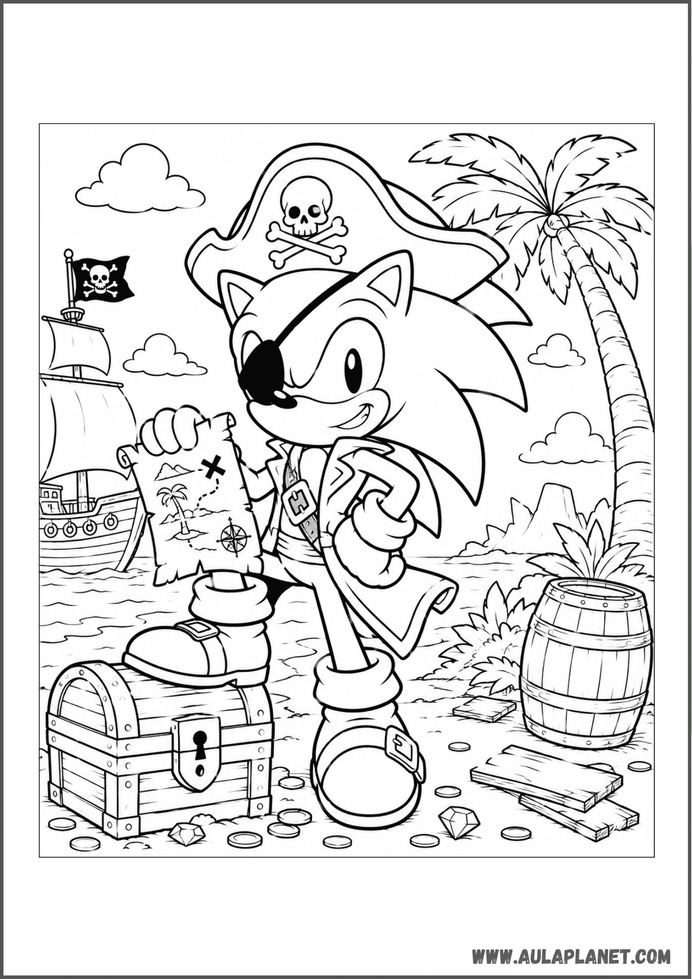 Sonic Pirate Coloring Page