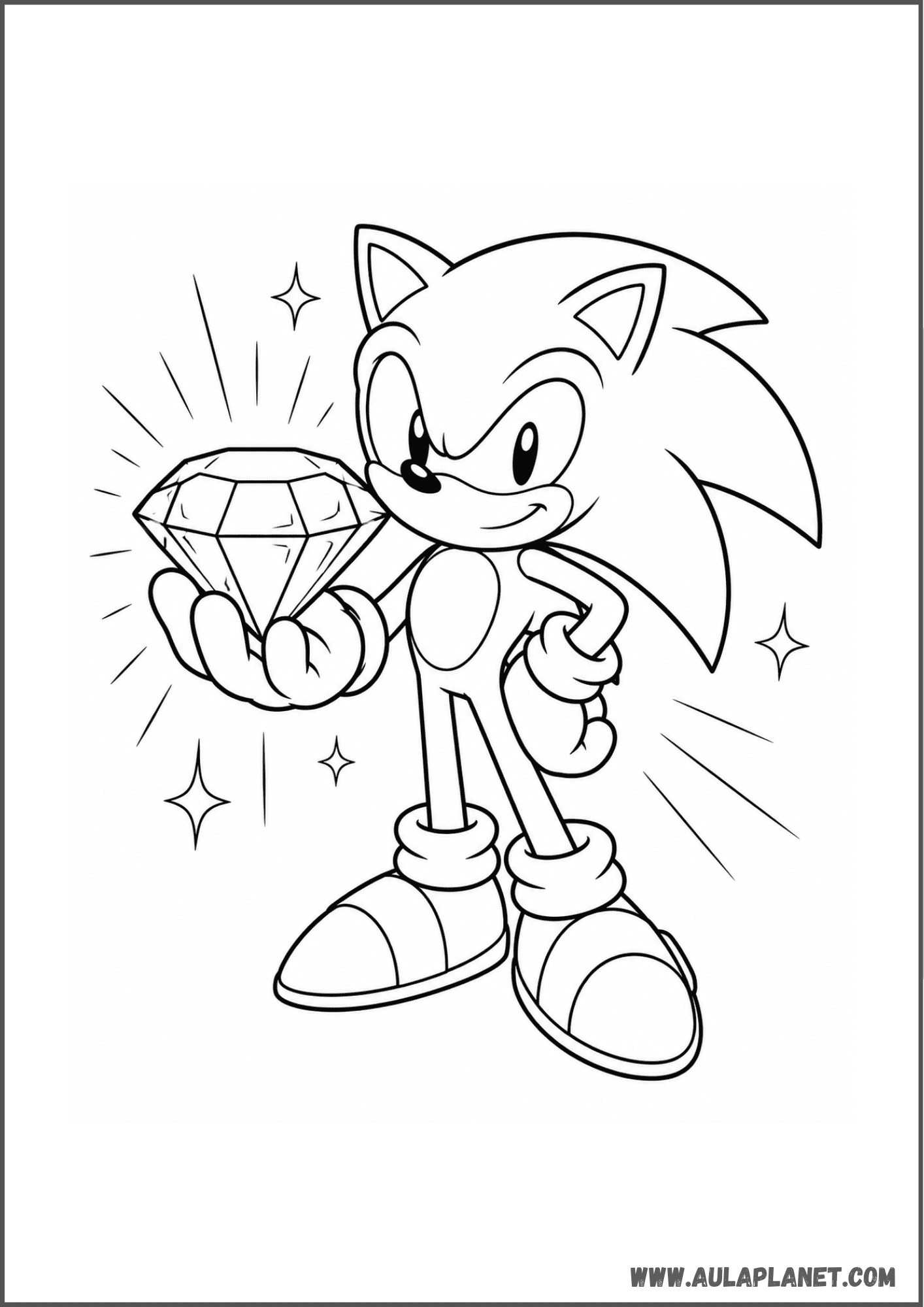 Sonic with a Chaos Emerald Coloring Page