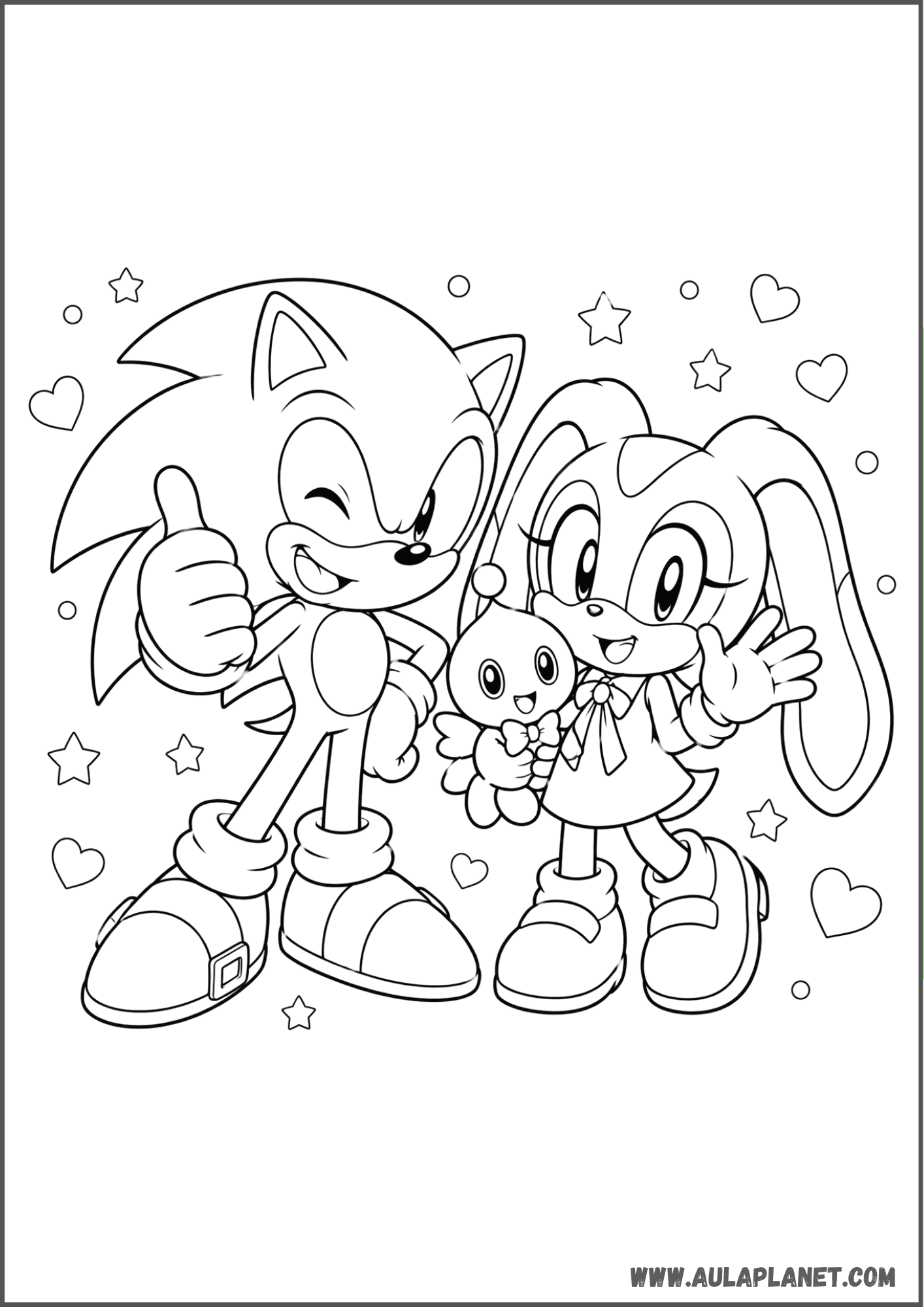 Sonic and Cream Coloring Page
