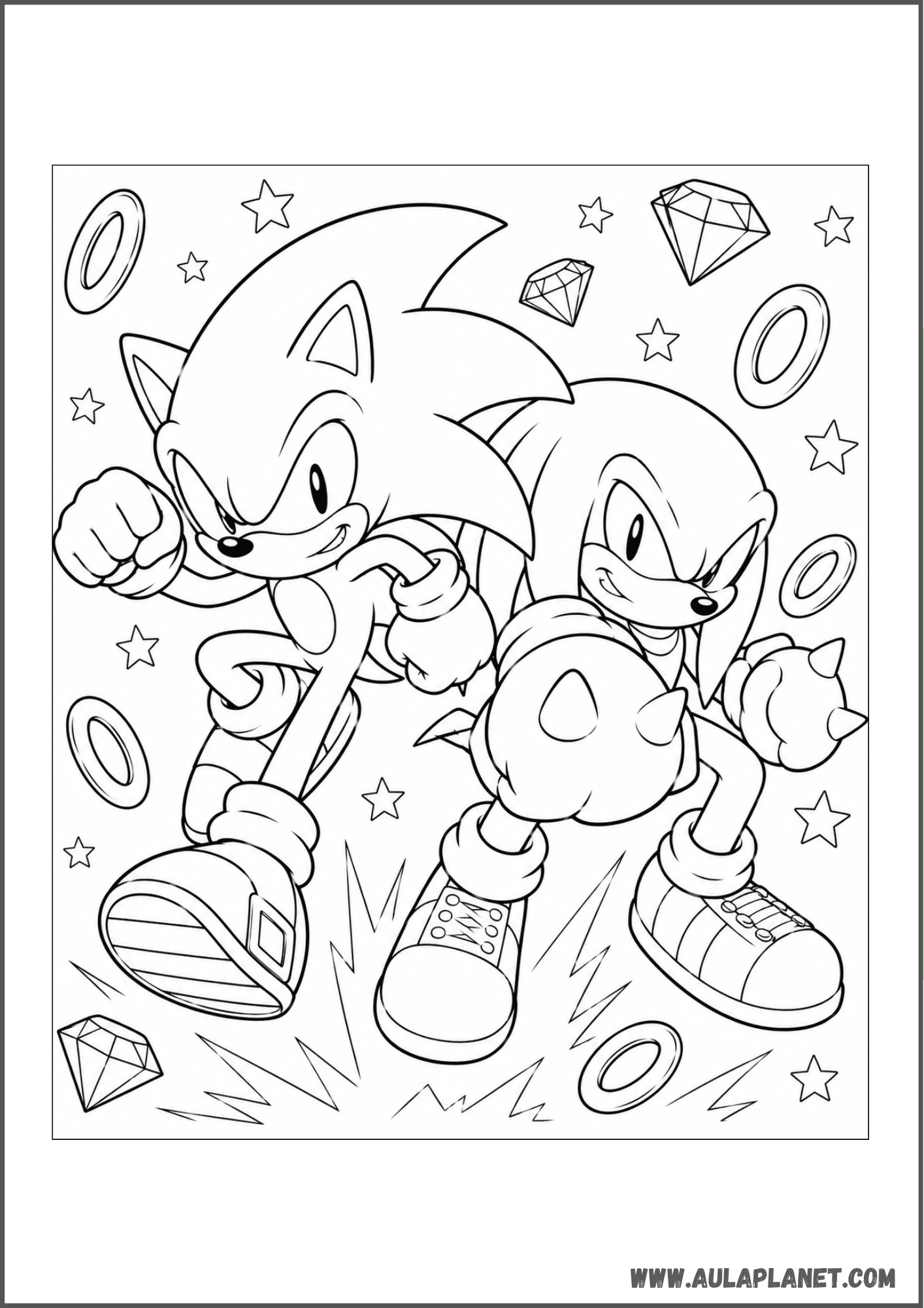 Sonic and Knuckles Coloring Page