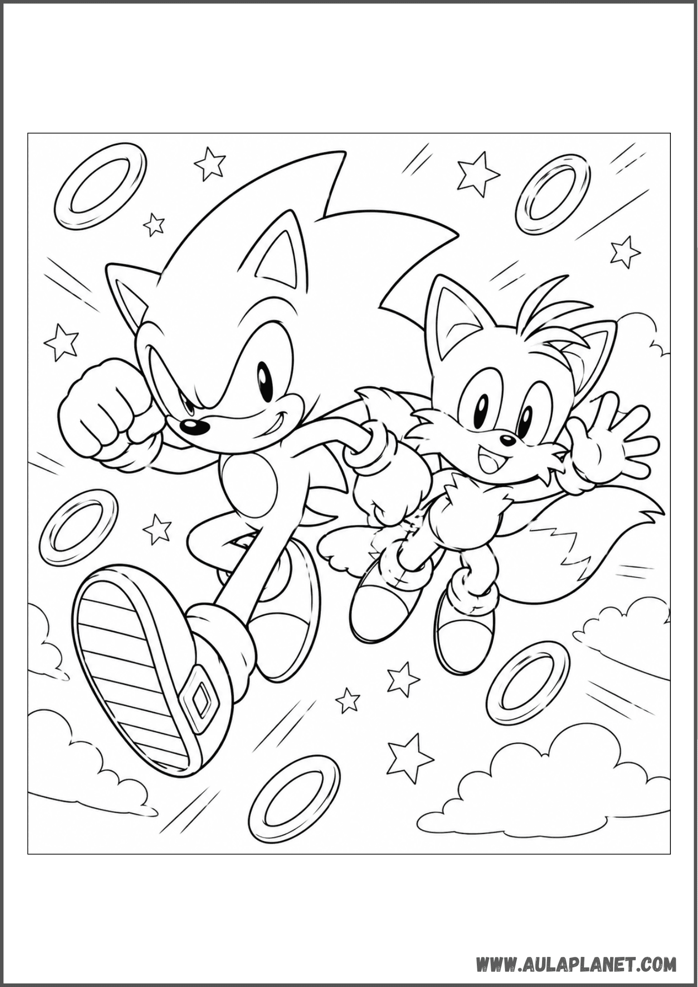 Sonic and Tails Coloring Page