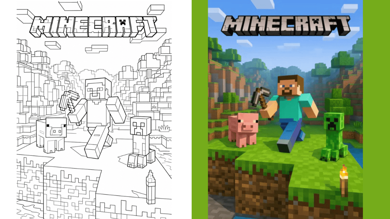 マインクラフトのぬりえ・印刷無料
