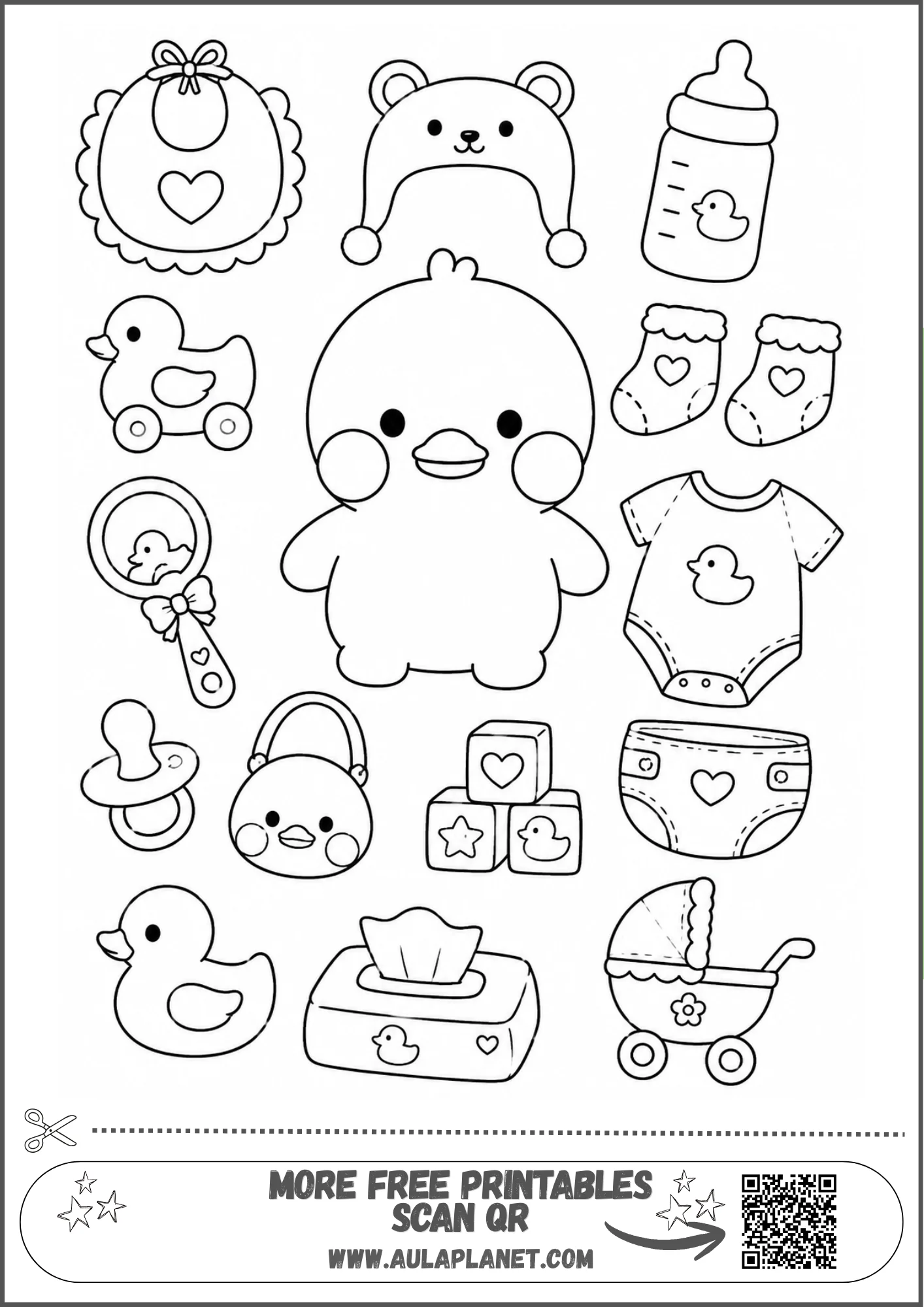 Dibujos de Paper Duck para imprimir con accesorios infantiles