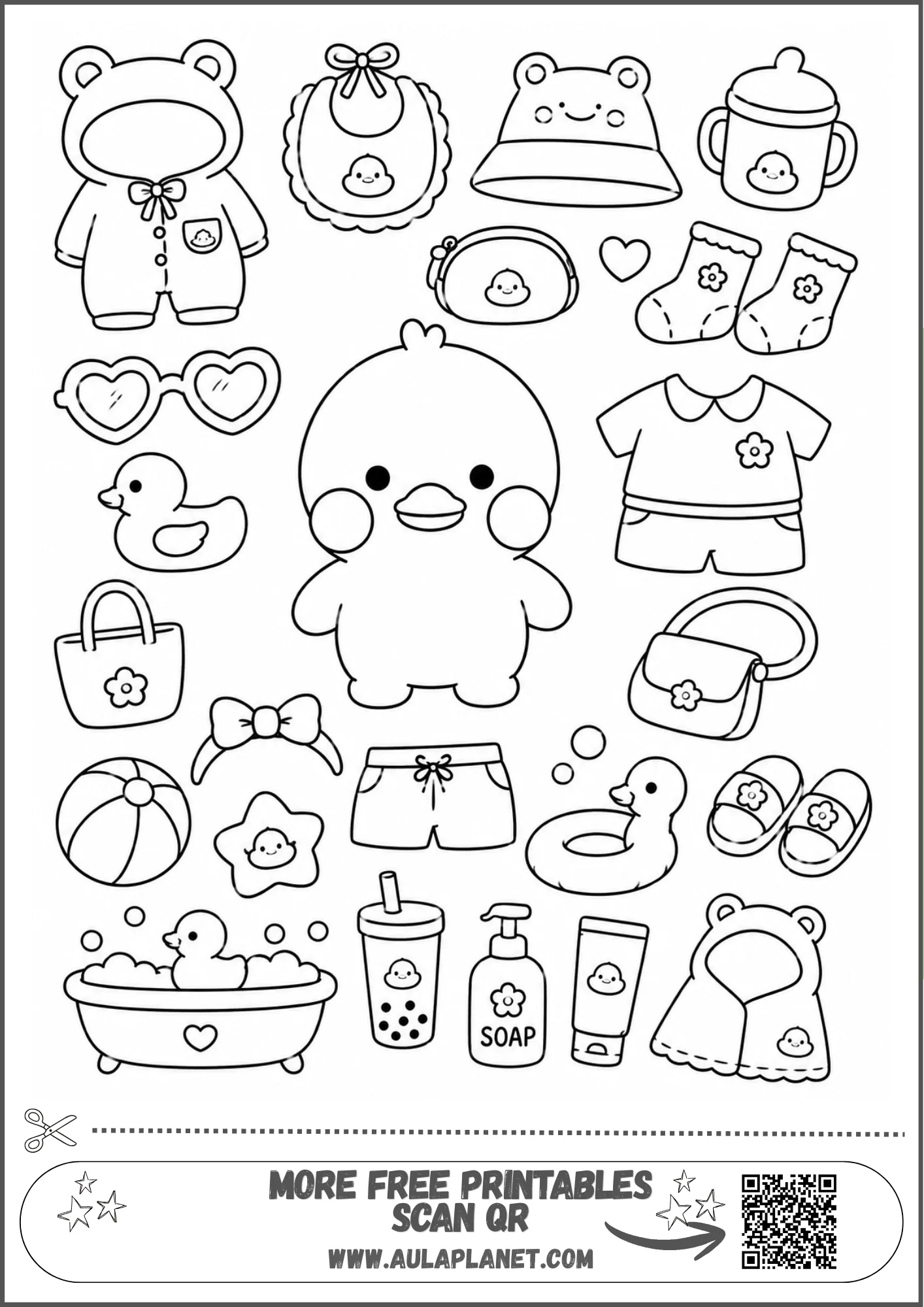 Dibujos de Paper Duck para imprimir con ropa y baño