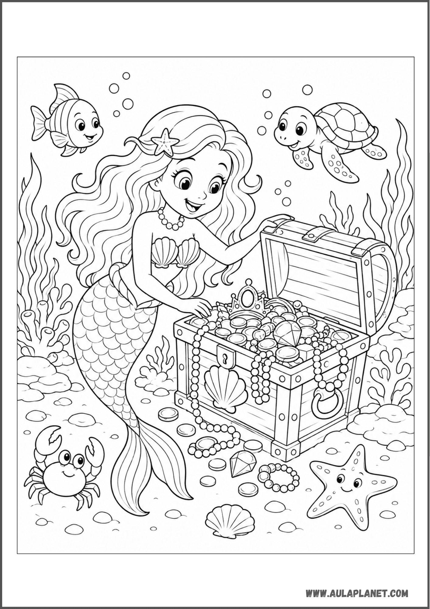 La sirena descubre el cofre del tesoro