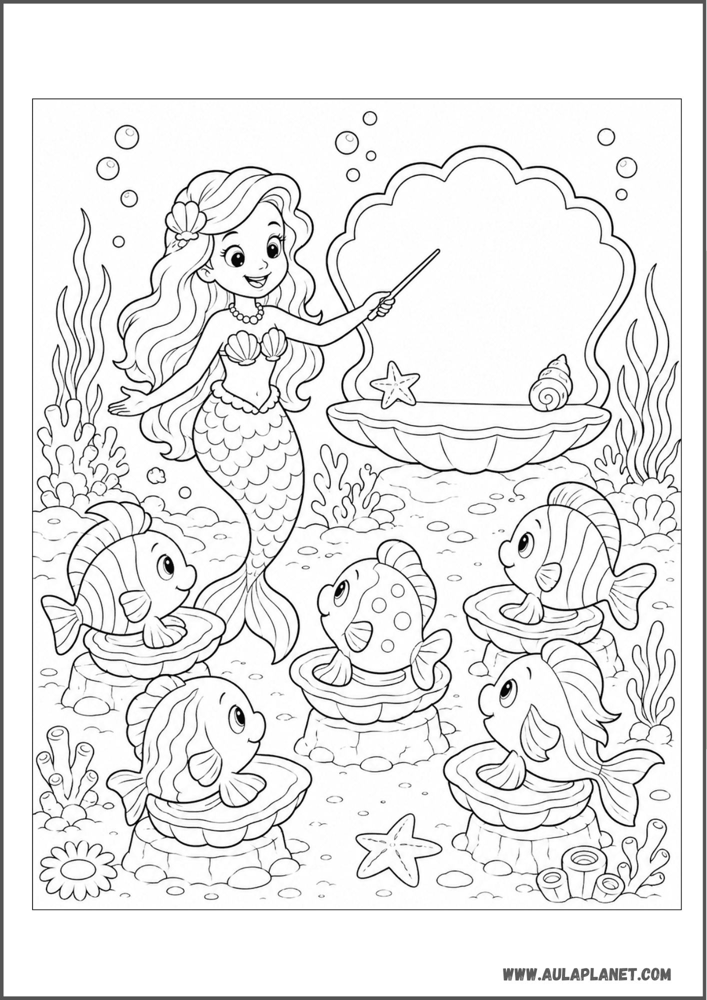 La sirena maestra y sus pececitos