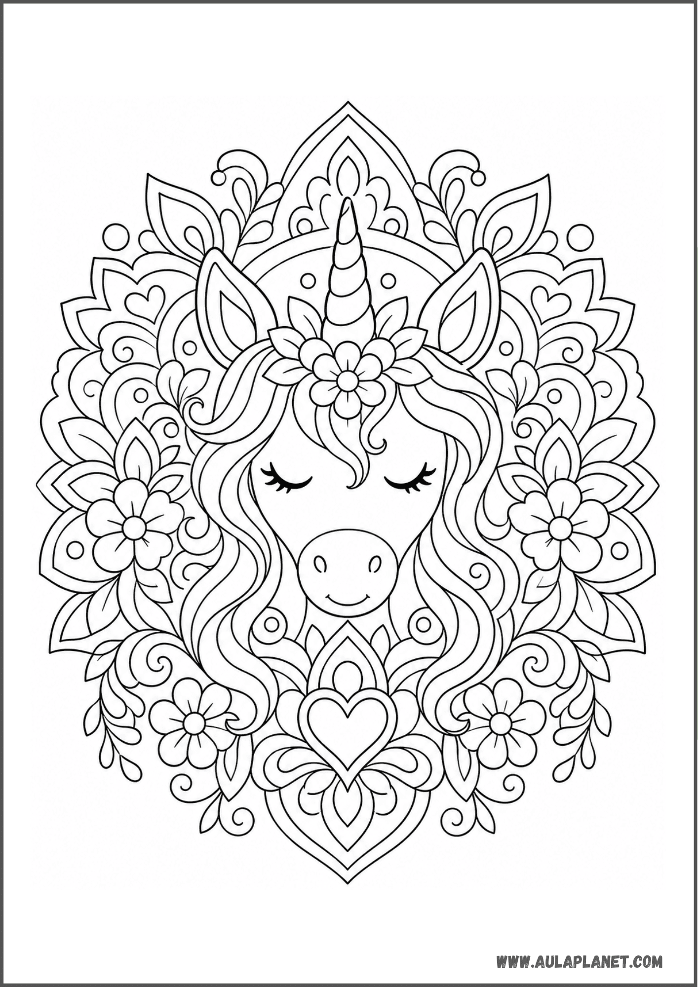 Mandala floral licorne