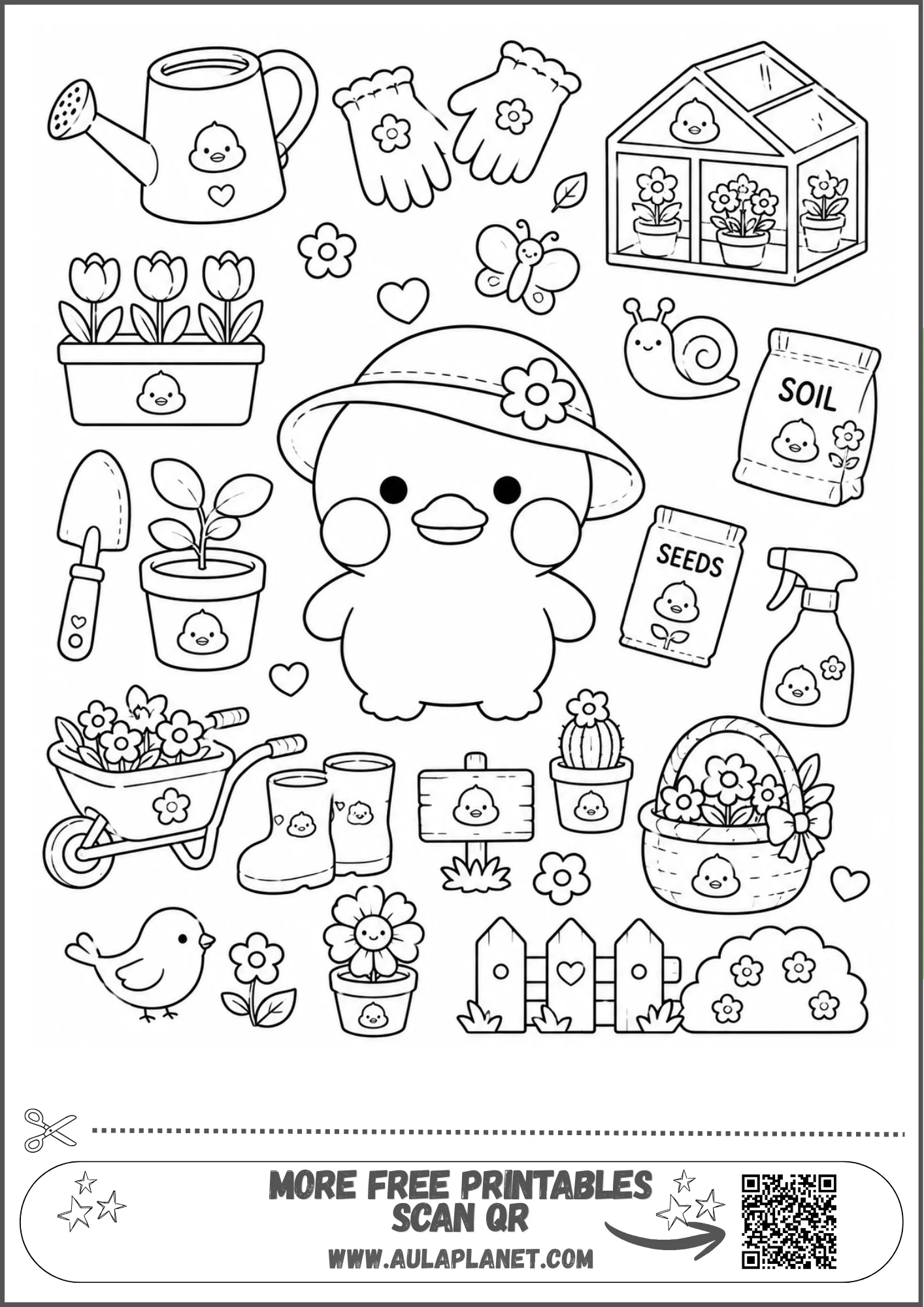 Paper Duck kawaii para colorear