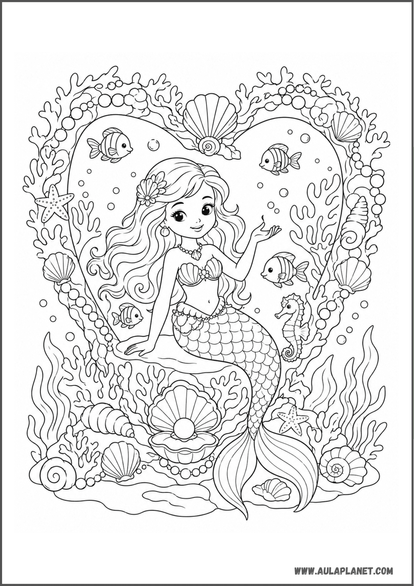 Sirena en un corazón de coral