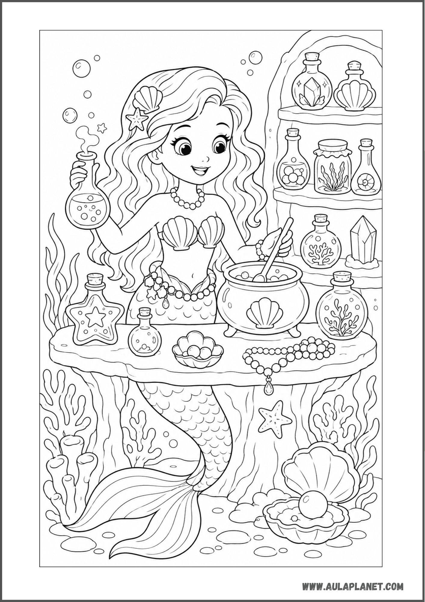 Sirena preparando pociones mágicas